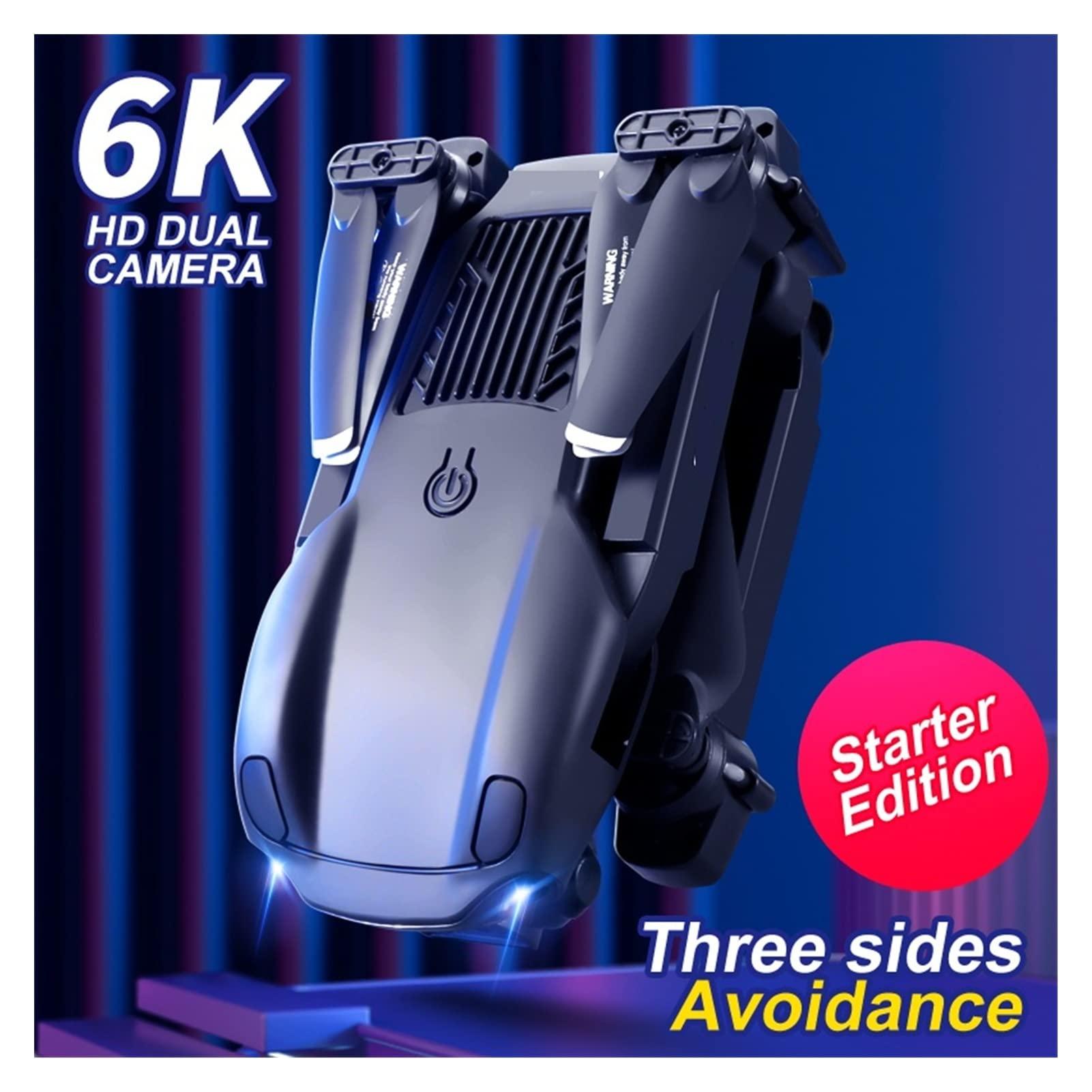 DJFHDIHRFHBVCASIJ Drone Mini Drone 6K HD Dual Camera WiFi FPV Obstacle Avoidance Folding Quadcopter Remote One Key Take Off/Landing (Color : V22 4K Dual Bag 2B Size : 1) (V22 6k Dual Bag 1b 1)