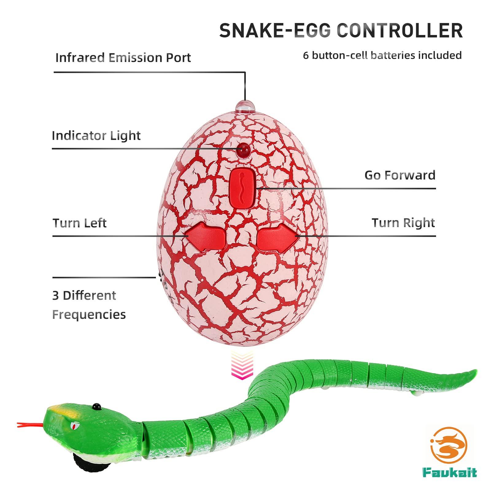 FauKait FauKait Remote Control Snake Toy RC&Robot Electric Snake Toy Fast Moving of Fake Rattlesnake Christmas Halloween Toys Party Favor Gifts Joke Prank for Kids Boys(Green)