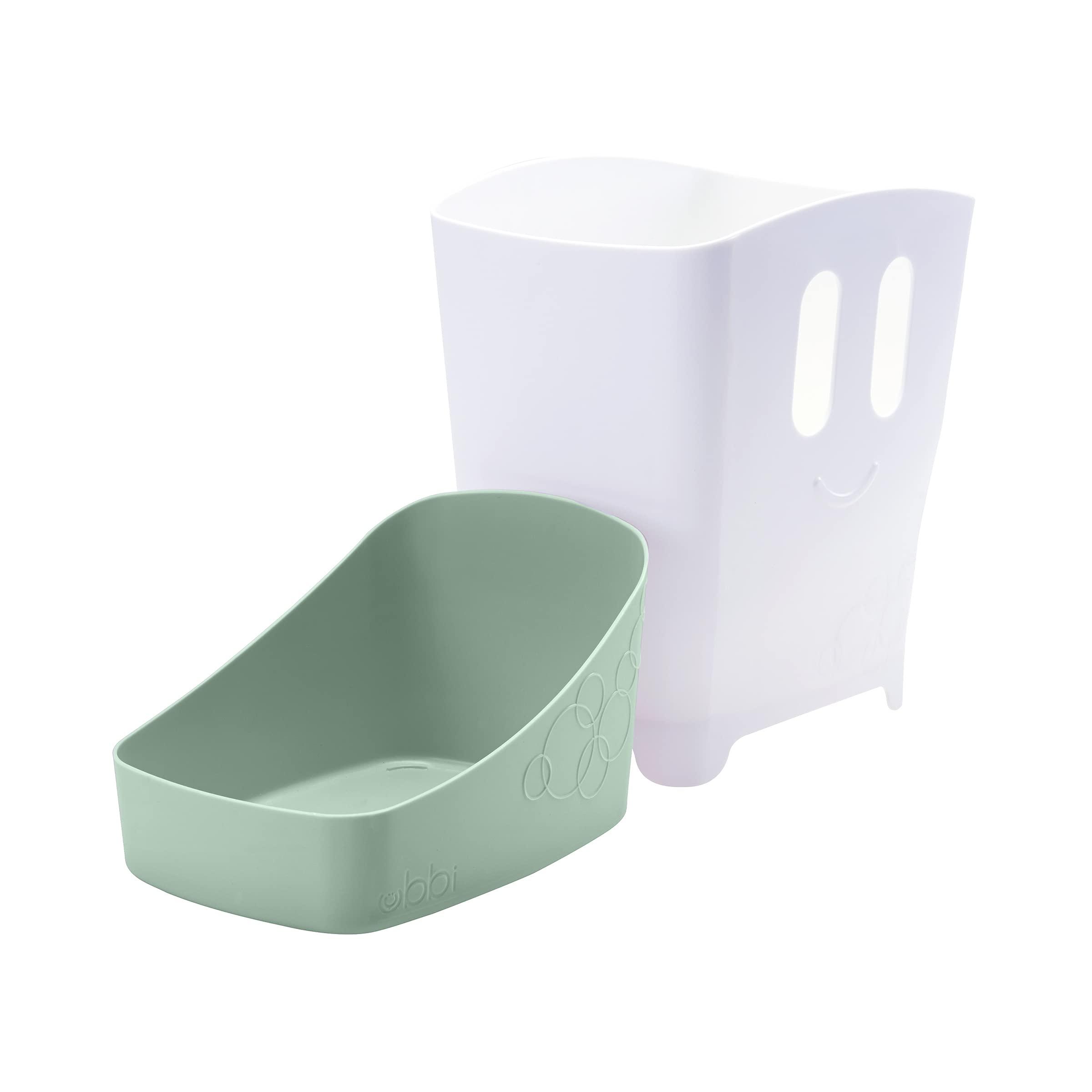 Ubbi Ubbi Stand Up Bath Toy Storage Organizer, Bath Caddy with Removable Drying Rack Bin for Toddlers and Baby, Sage