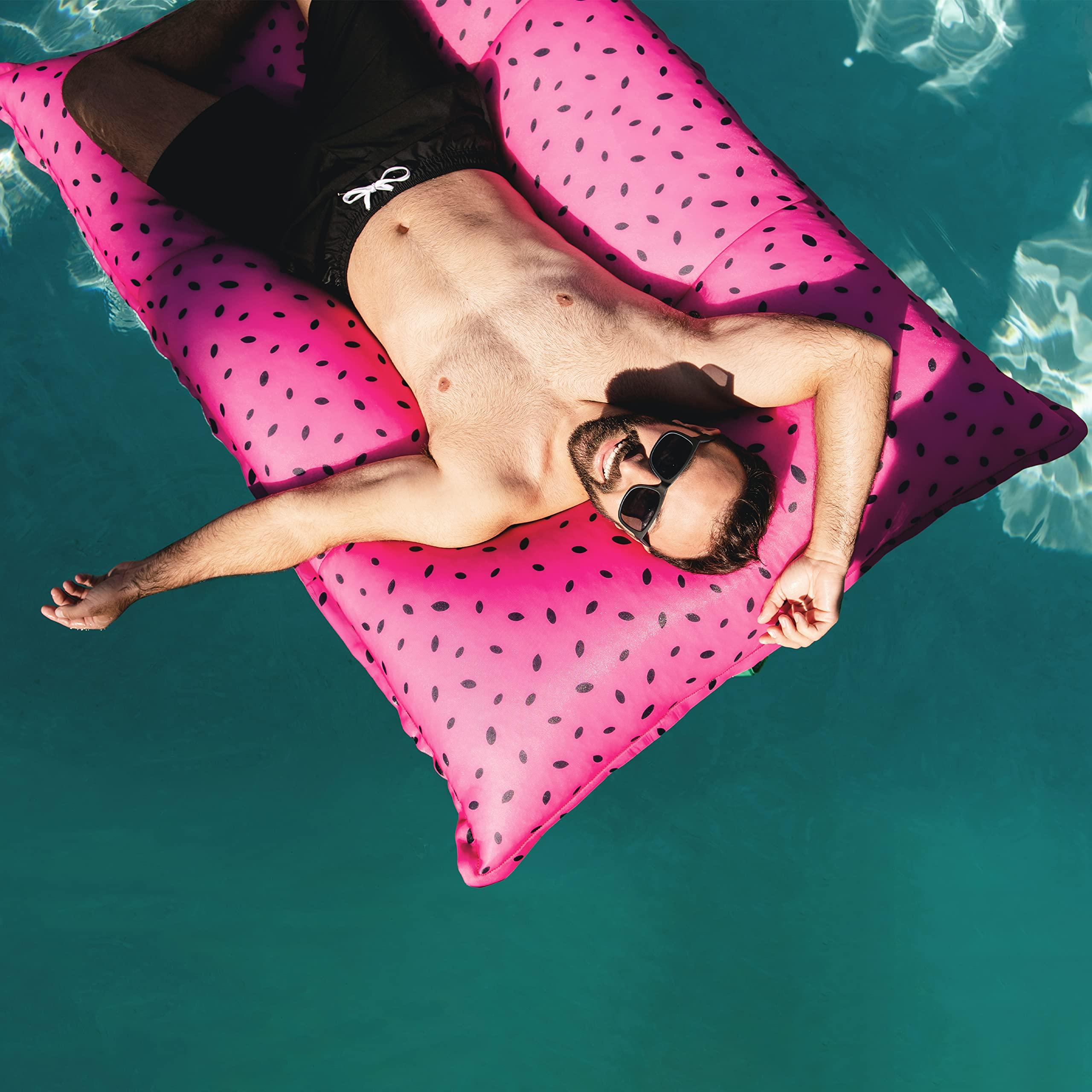 Big Joe Big Joe Lagoon Lounger No Inflation Needed Pool Float, Summer Melon Double Sided Mesh, Quick Draining Fabric, 5 feet Giant