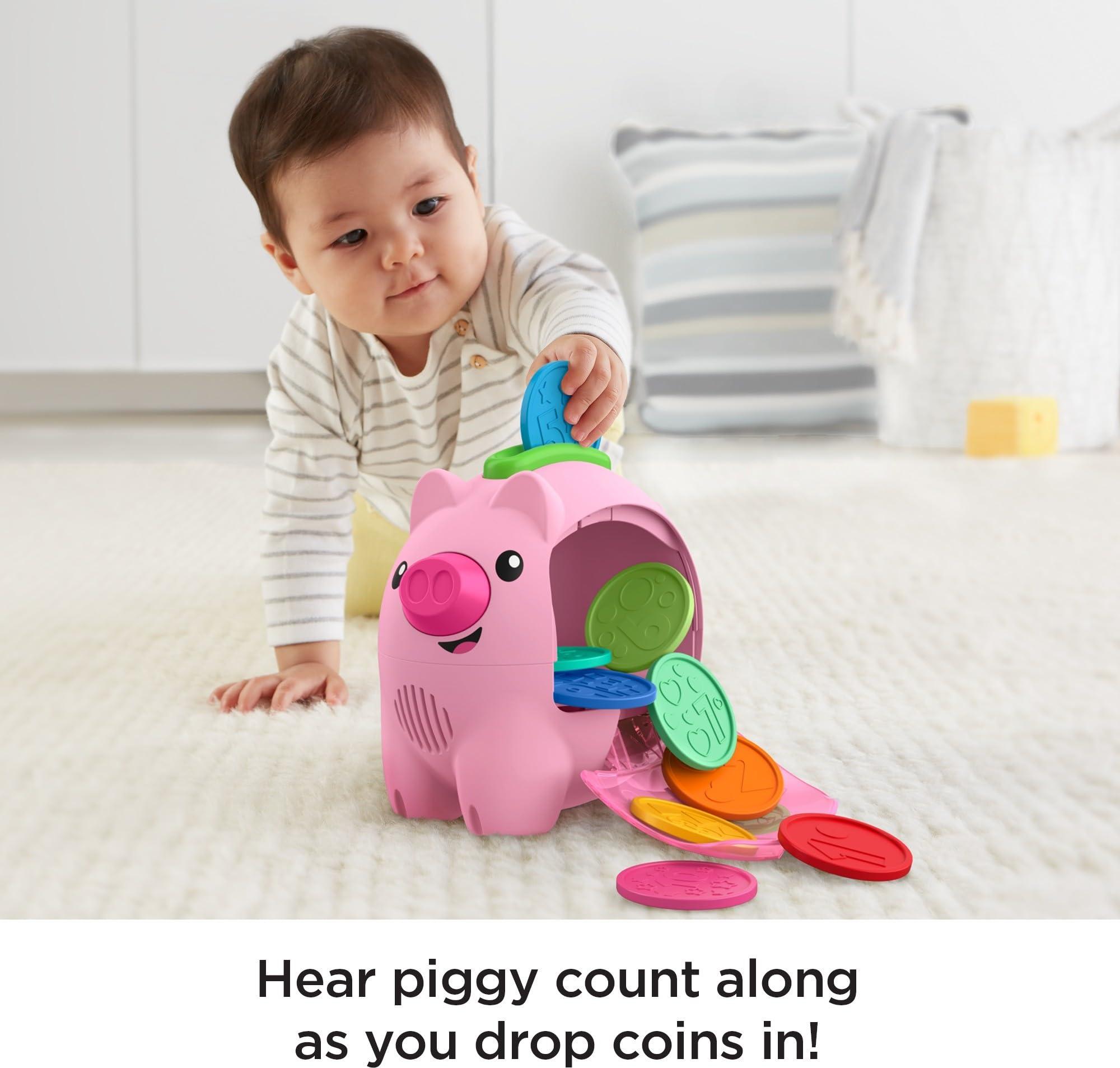 Fisher-Price Fisher-Price Baby Musical Toy Laugh & Learn Count & Rumble Piggy Bank with Songs & Motion for Infants & Toddlers Ages 6+ Months