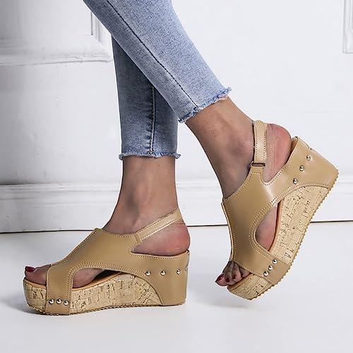 ZBYY ZBYY Womens Wedge Platform Sandals Peep Toe Buckle Ankle Strap Summer Wedding Casual Comfort Breathable Wedges Sandals