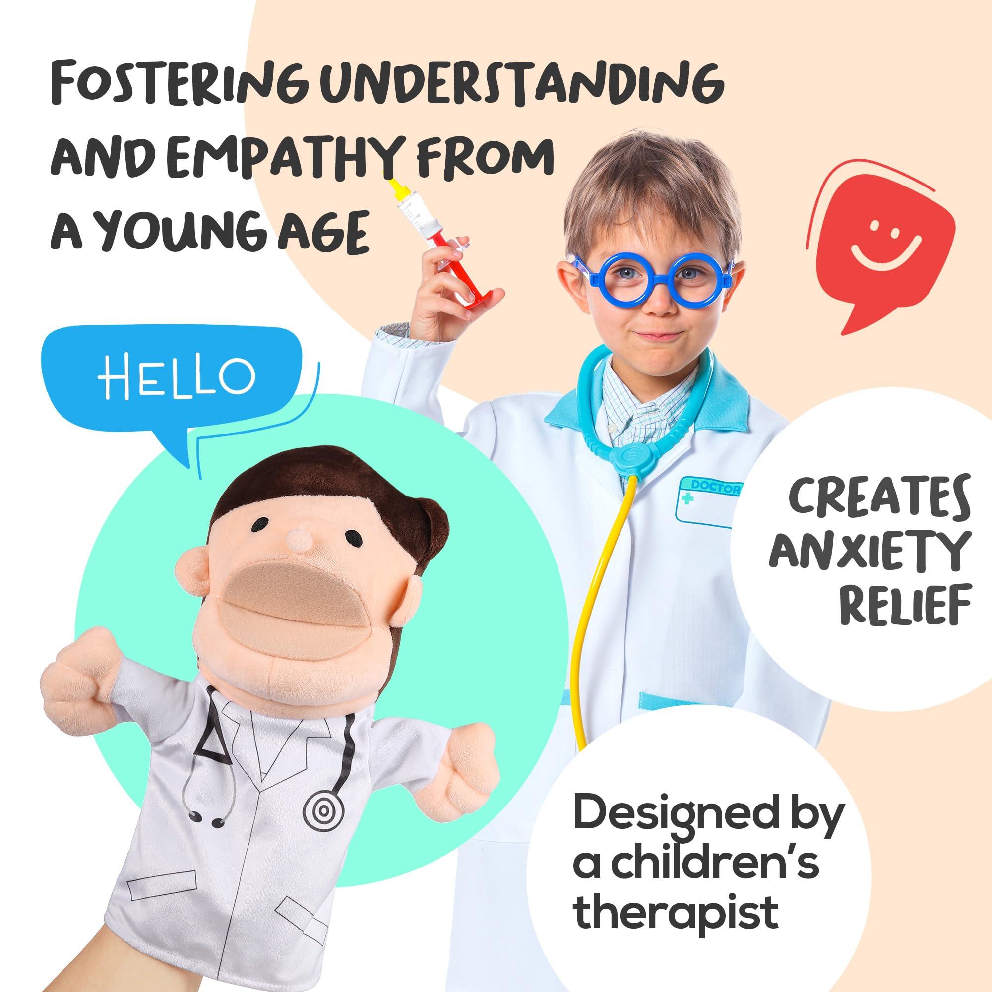 BETTERLINE Pretend Toy Medical Kit with Doctor & Nurse Hand Puppets - Eases Fear for Kids, Educational Roleplay Toy for Toddlers & 3+ Toys for Girls Boys, Pretend Playset, Kids Doctor Set