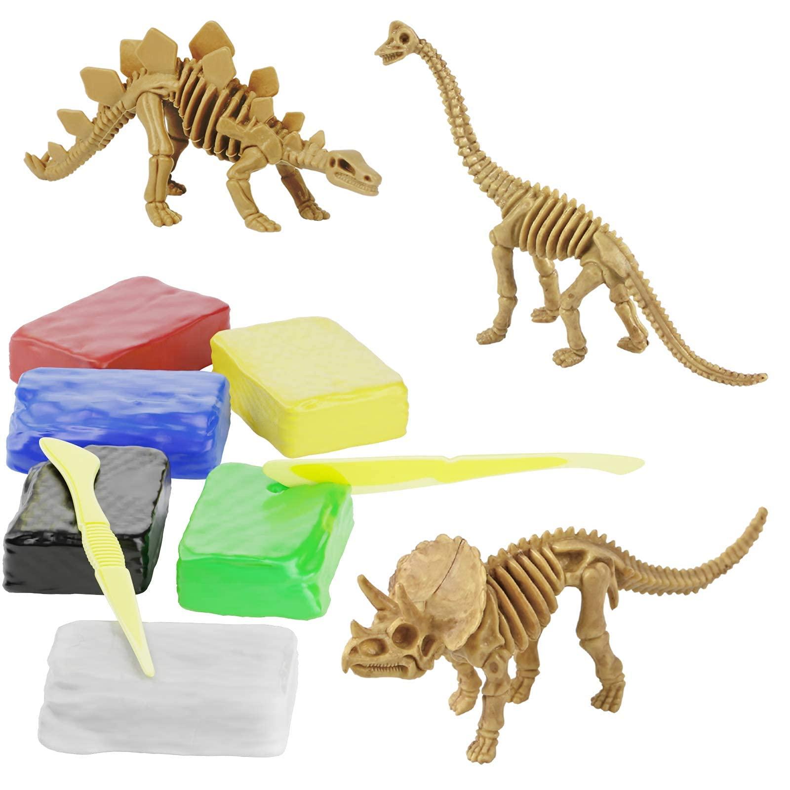 Dan&Darci Dino Models, Clay Craft Kit - Dinosaur Arts and Crafts for Kids - Easter Gifts for Boys & Girls - Build 4 Dinos with Air Dry Magic Modeling Model Set Ages 3, 4, 5, 7, 8+ Boy or Girl