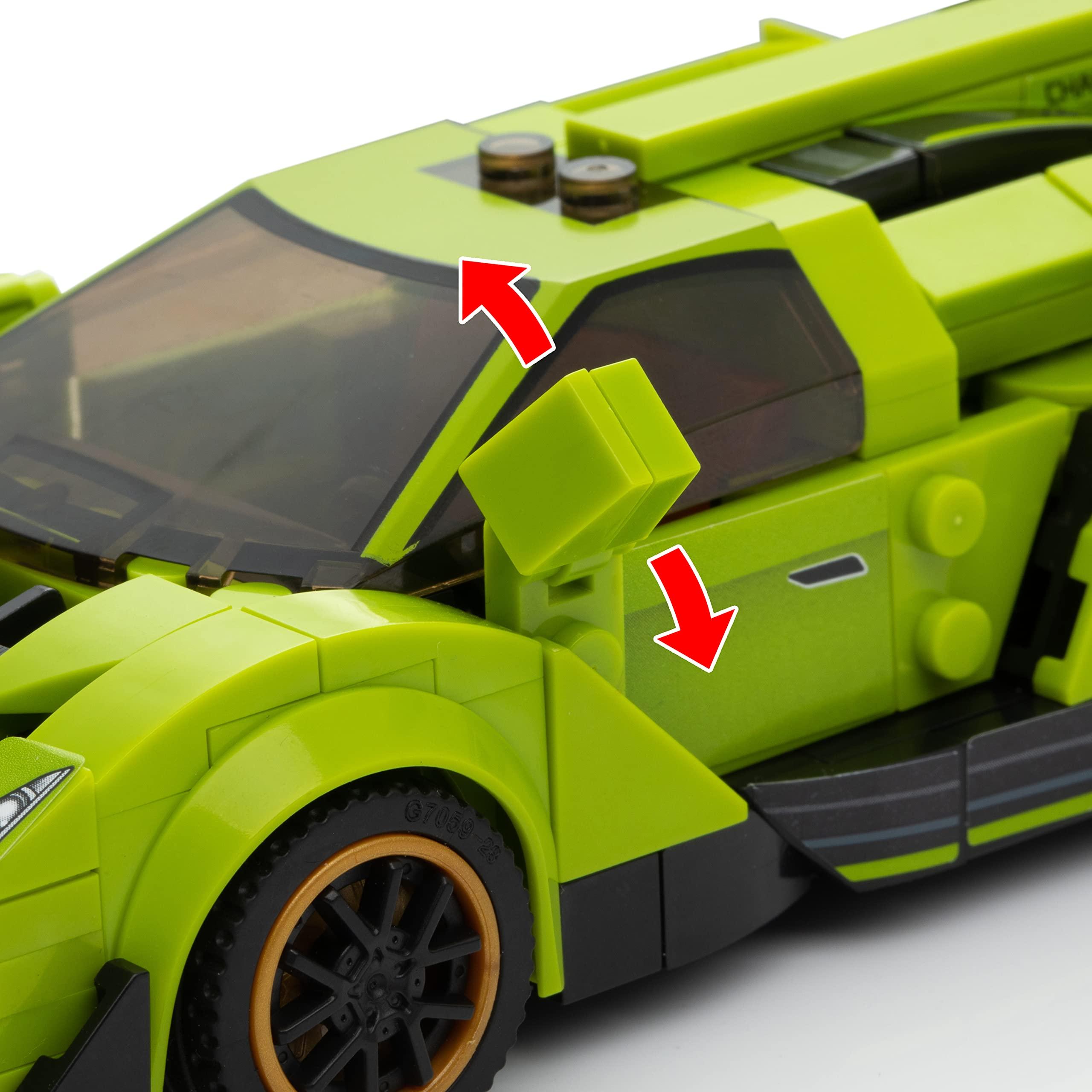 Block Builder Block Builder Lambo Racing Car Building Block Set (348 Pieces). Racing Car Building Blocks for Kids and Adults