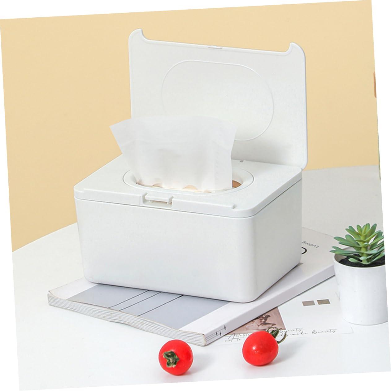 SHOWERORO SHOWERORO Tabletop Tissue Box Dispenser Portable Wipes Holder for Home White Wipe Dispenser