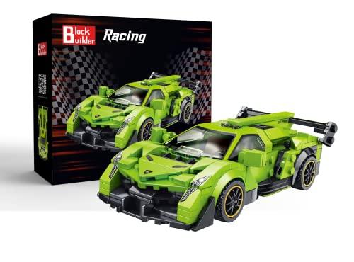 Block Builder Block Builder Lambo Racing Car Building Block Set (348 Pieces). Racing Car Building Blocks for Kids and Adults