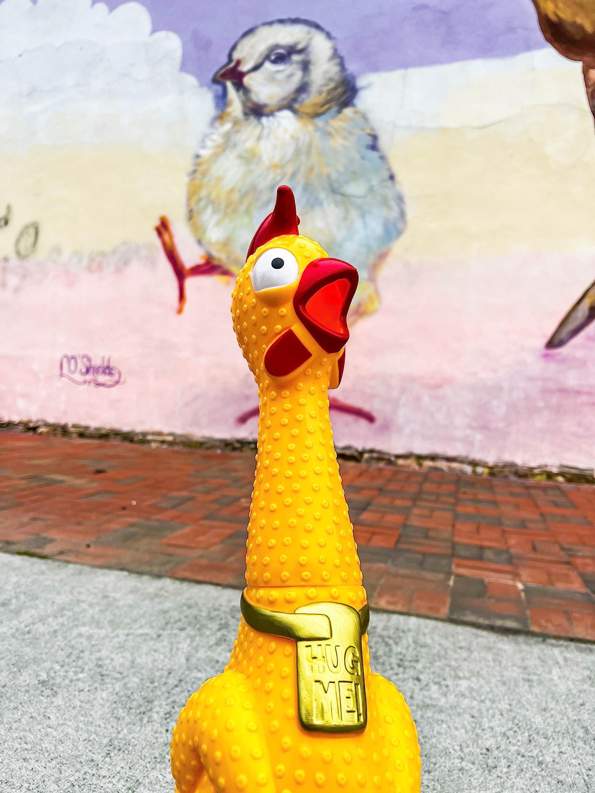 Animolds Animolds Hug Me Giant Rubber Chicken- Huge Screaming Rubber Chicken Toy for Kids Novelty Extra Large Squeaky Toy | Our Biggest Chicken Yet! (Red)