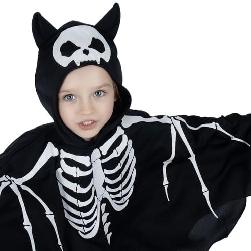 Webeasy Webeasy Glow in the Dark Skeleton Bat Cape Costume Kids,Halloween Bat Costume for Girls and Boys 7-9years