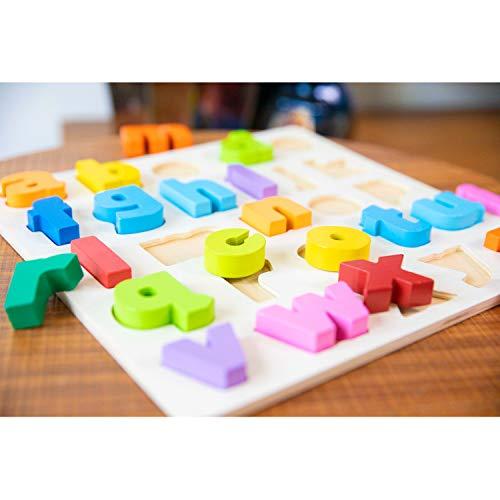 New Classic Toys New Classic Toys Puzzle Alphabet Educational Wooden Toys for 2 Year Old Boy and Girl Toddlers Learn The Alphabet, Multi-Colour Colour, Lowercase