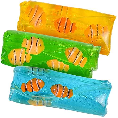 ArtCreativity ArtCreativity Clownfish Water Wigglers, Set of 3, Fidget Toys for Kids with Clown Fish Figurines and Glitter Inside, Stress Relief Toys for Boys and Girls, Unique Party Favors for Children