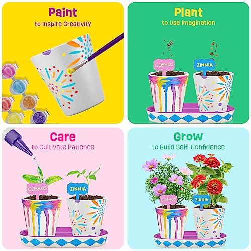 Tekoly 4 Set Paint & Plant Flower Gardening Kit - Gifts for Girls Ages 8-12, Arts and Crafts for Kids Ages 8-12, Kids Gardening Set, Birthday Toys Christmas Gifts for Girls Boys Ages 4 5 6 7 8 9 10 11 12