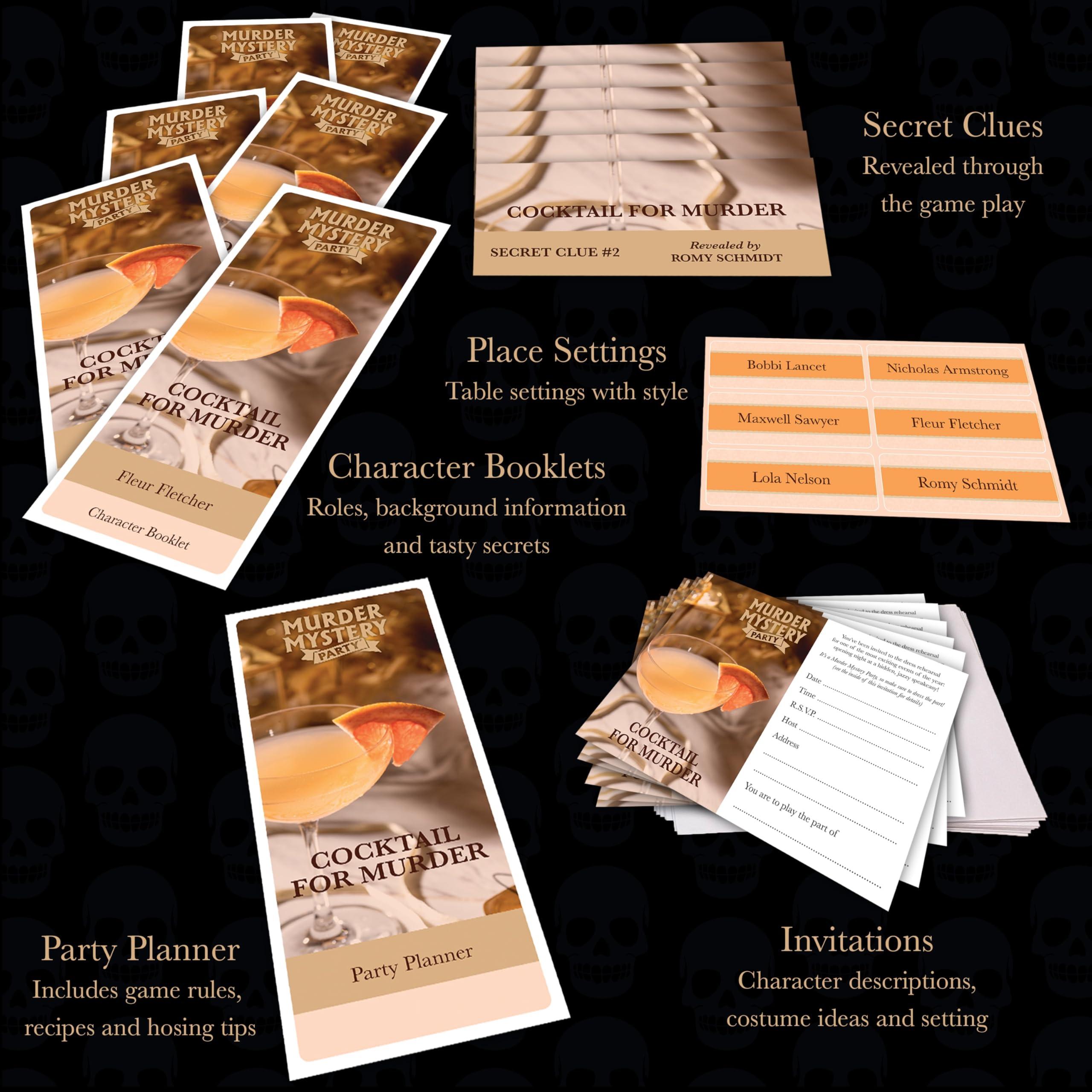 Murder Mystery Party Murder Mystery Party, Cocktail for Murder Murder Mystery Party Game for 6 Players Ages 16 and up, a Role Play Dinner Party Mystery Game