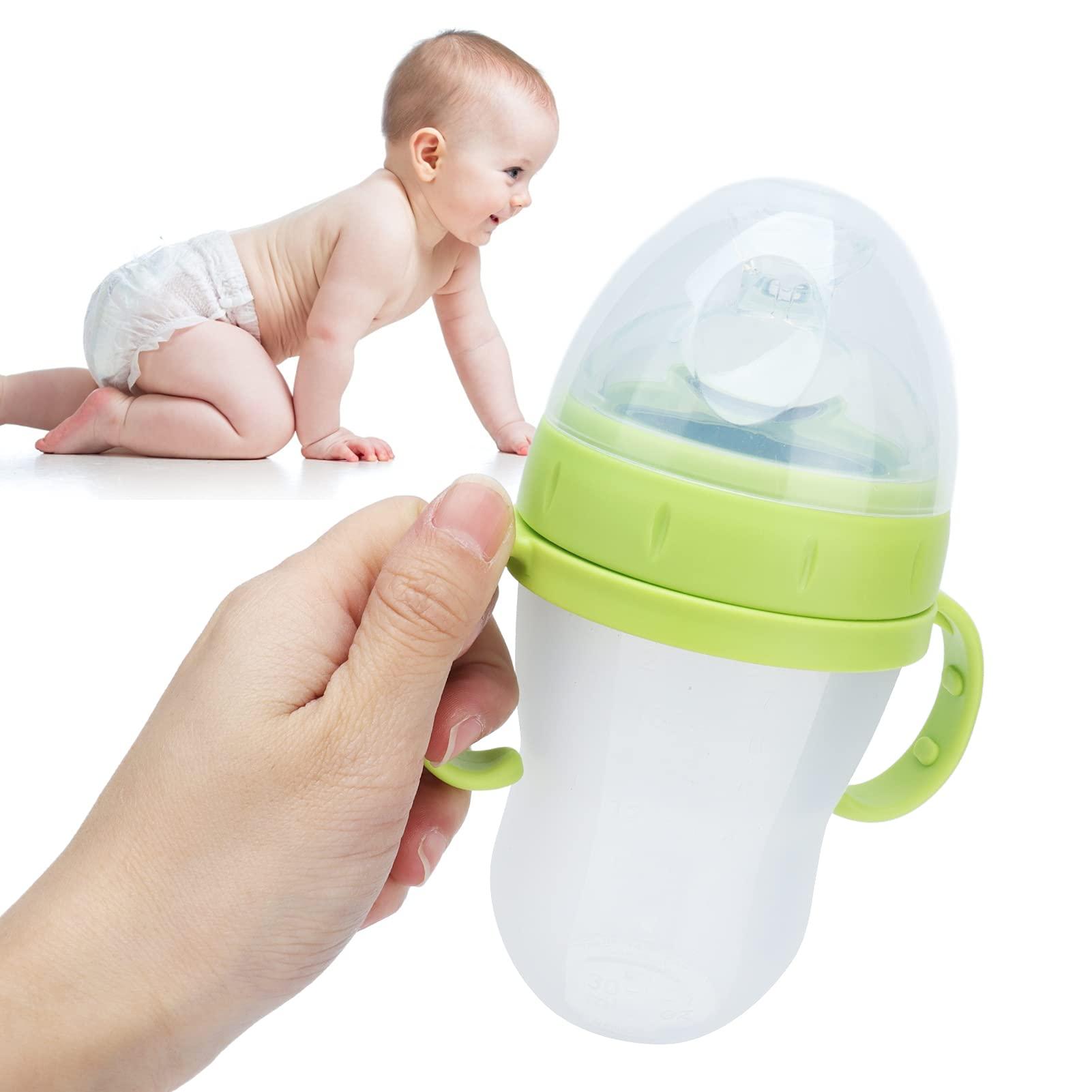 Natudeco Baby Food Feeder Infant Flowing Food Bottles Silicone Unisex Food Squeeze Bottle Kid Food Dispensing Spoon Infant Self Feeding Tool Children Tableware