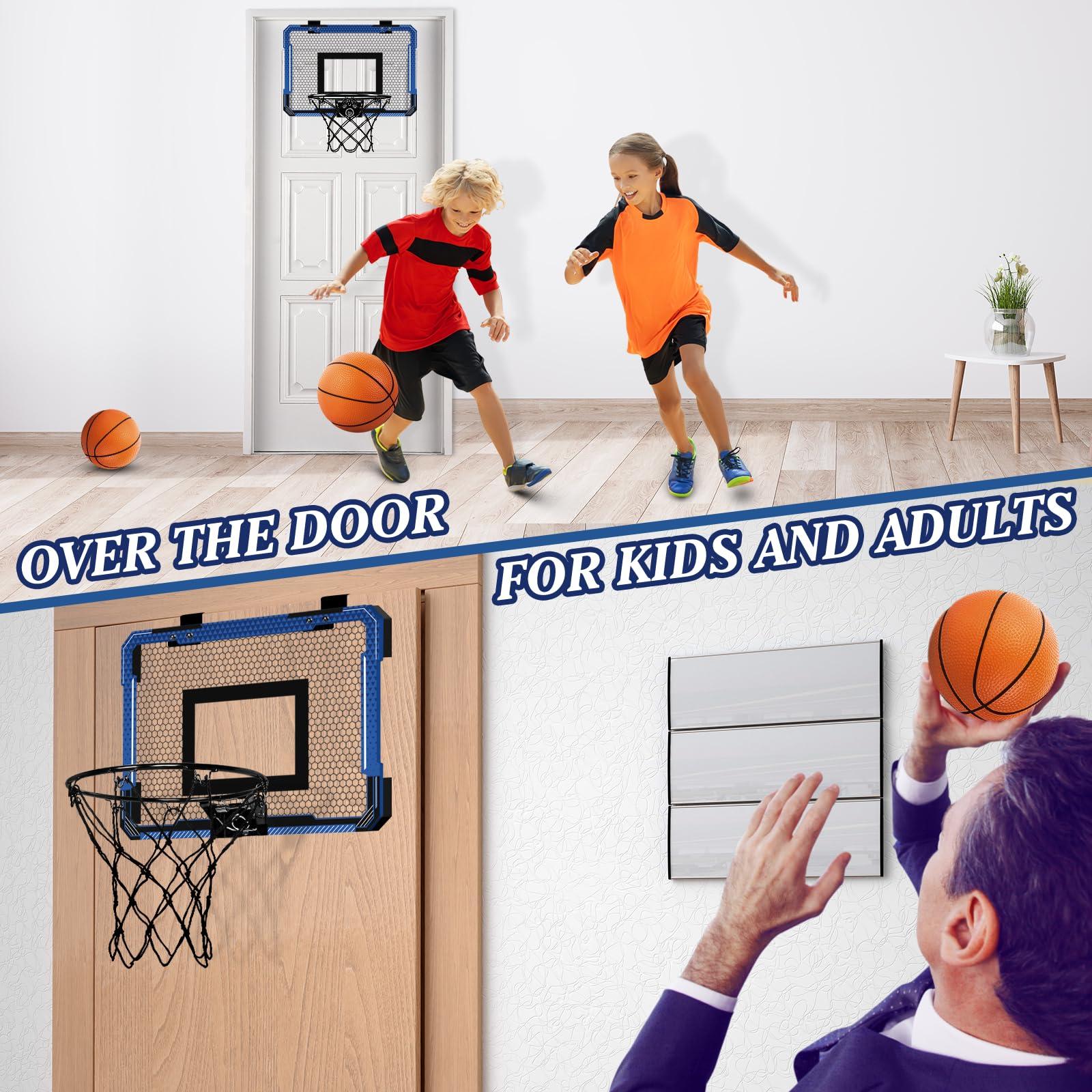 Xucutu Xucutu Indoor Mini Basketball Hoop for Door - Over The Door Basketball Mini Hoop with 3 Balls, Foldable Basketball Hoop for Wall & Room Basketball Toy Gift for Boy Kids Teens