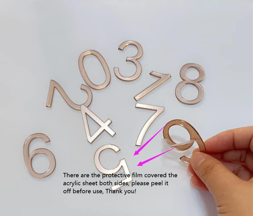 Yuxuanish Rose Gold Mirror Acrylic Numbers 0-9,Wedding Table Numbers,DIY Acrylic Cake topper Numbers