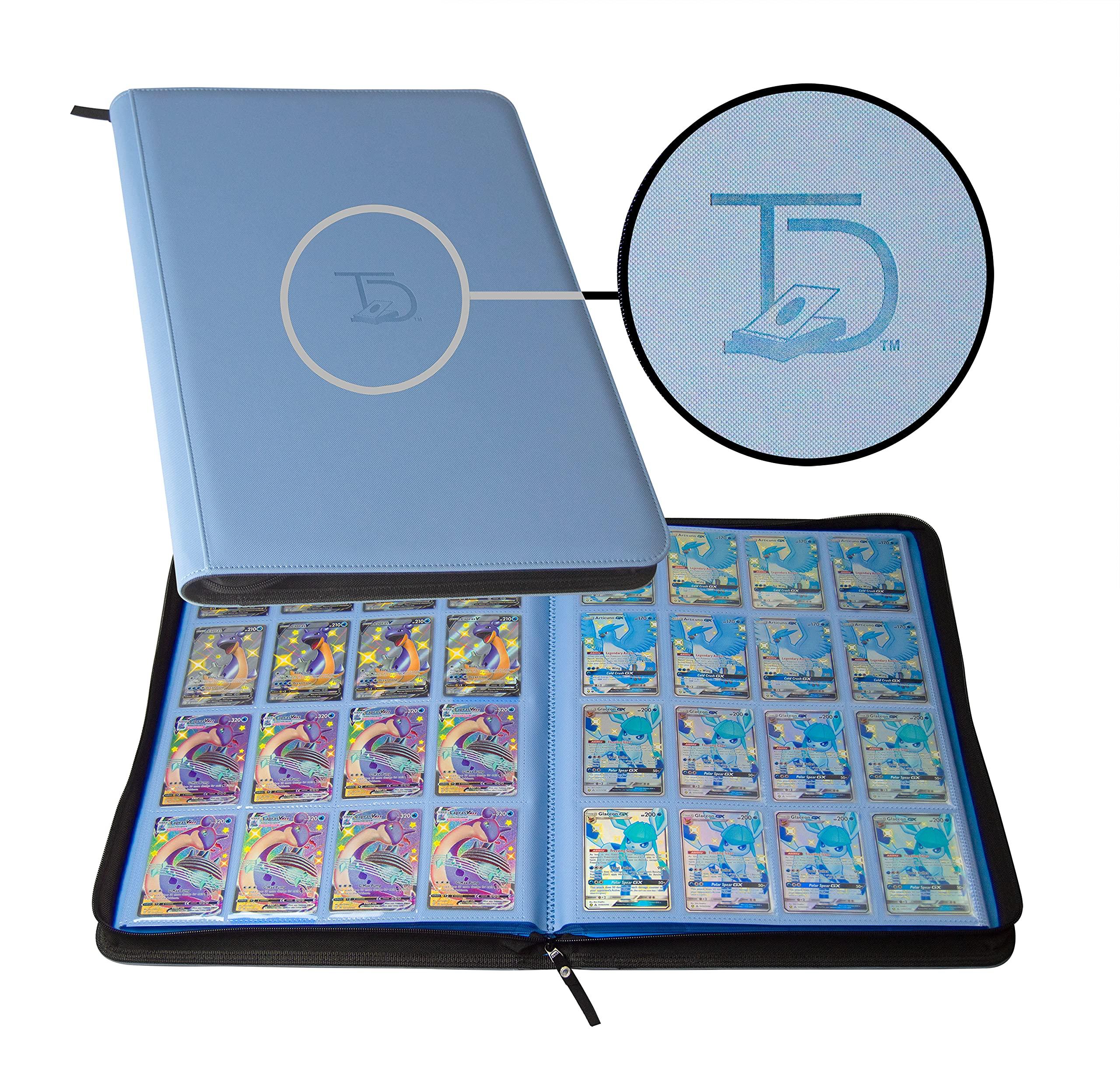 TopDeck TopDeck 1000 Card Binder - TCG Portfolio - 16 Pocket Card Binder - Ringless Binder Compatible with Pokemon Cards, Yu-Gi-Oh, Magic the Gathering, and More - Side Load Sleeves - Cards Album (Blue)