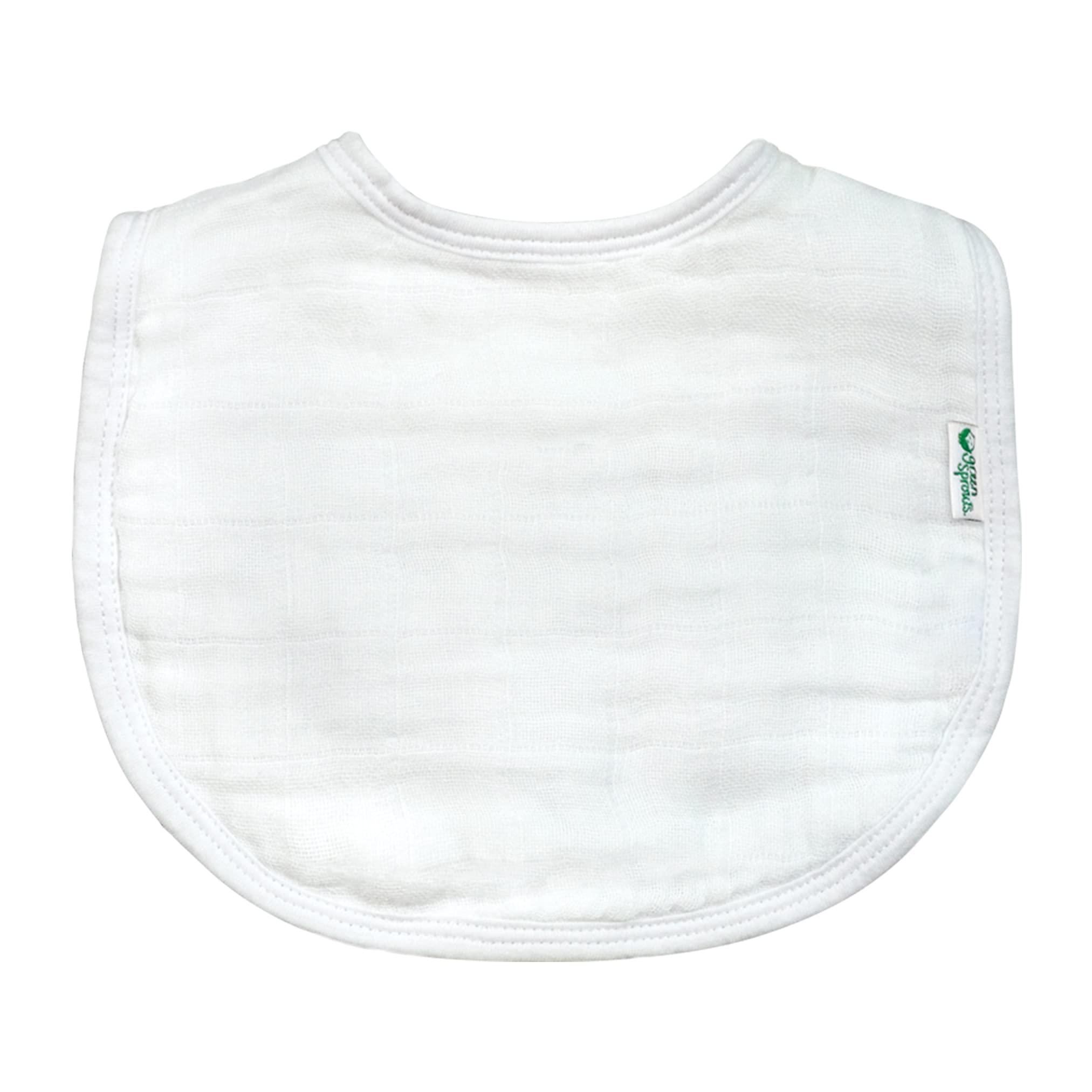 green sprouts green sprouts Muslin Bibs Made from Organic Cotton| 4 Absorbent Layers Protect from sniffles, Drips, & drools | 100% Organic Cotton Muslin, Adjustable snap Closure, Machine Washable,5 Count