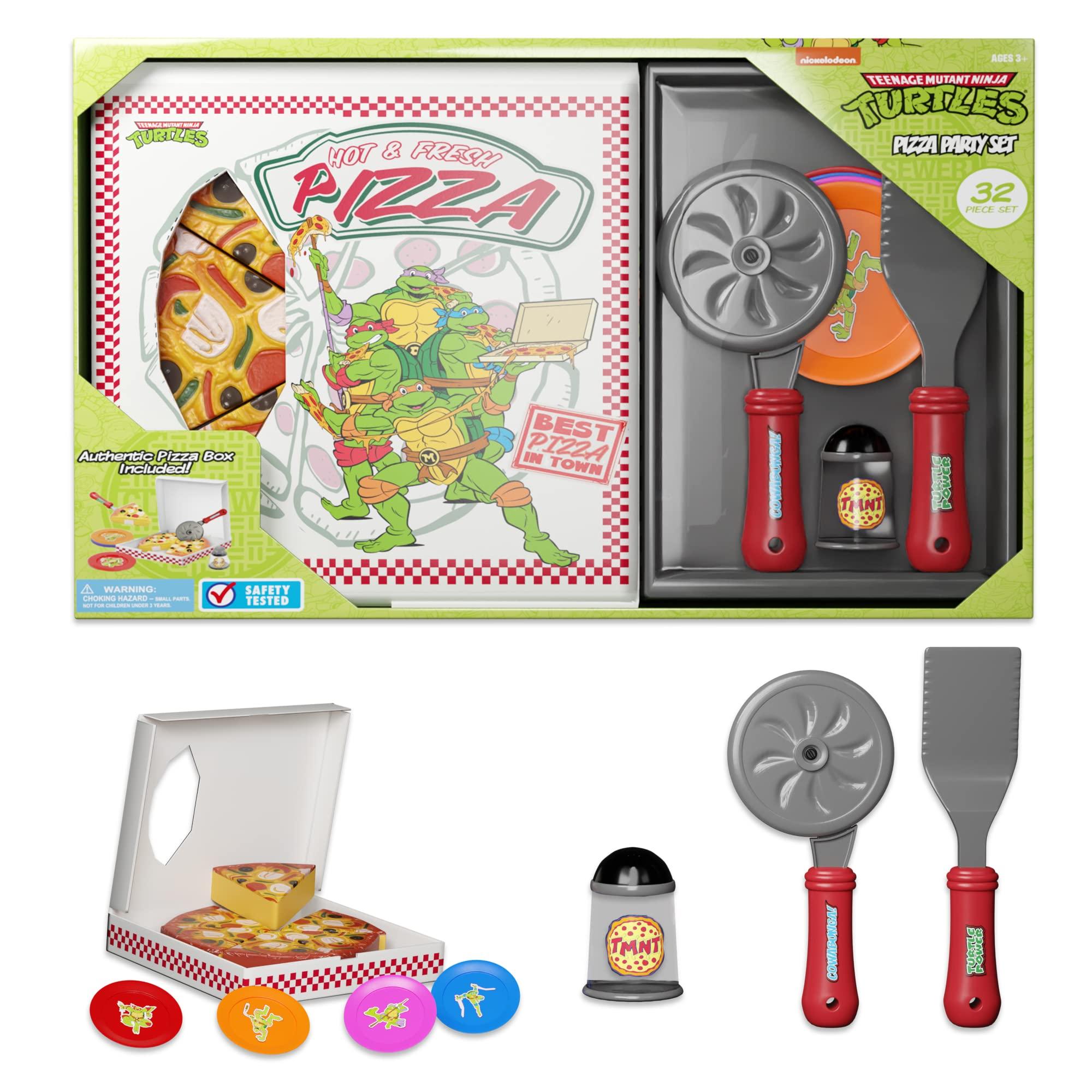 Lollipop Kids Pizza Toy Set, Pretend Kitchen Play Food, Slice & Serve Toy Pizza with Box, Pie Cutter & Fake Condiments