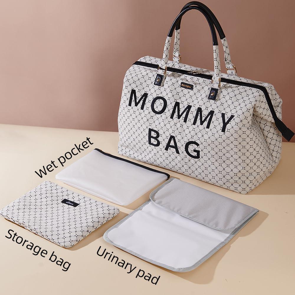 SUNVENO SUNVENO Diaper Bag Women Travel Bag Mommy Bag Weekender Bags Large Capacity duffle Bag, White