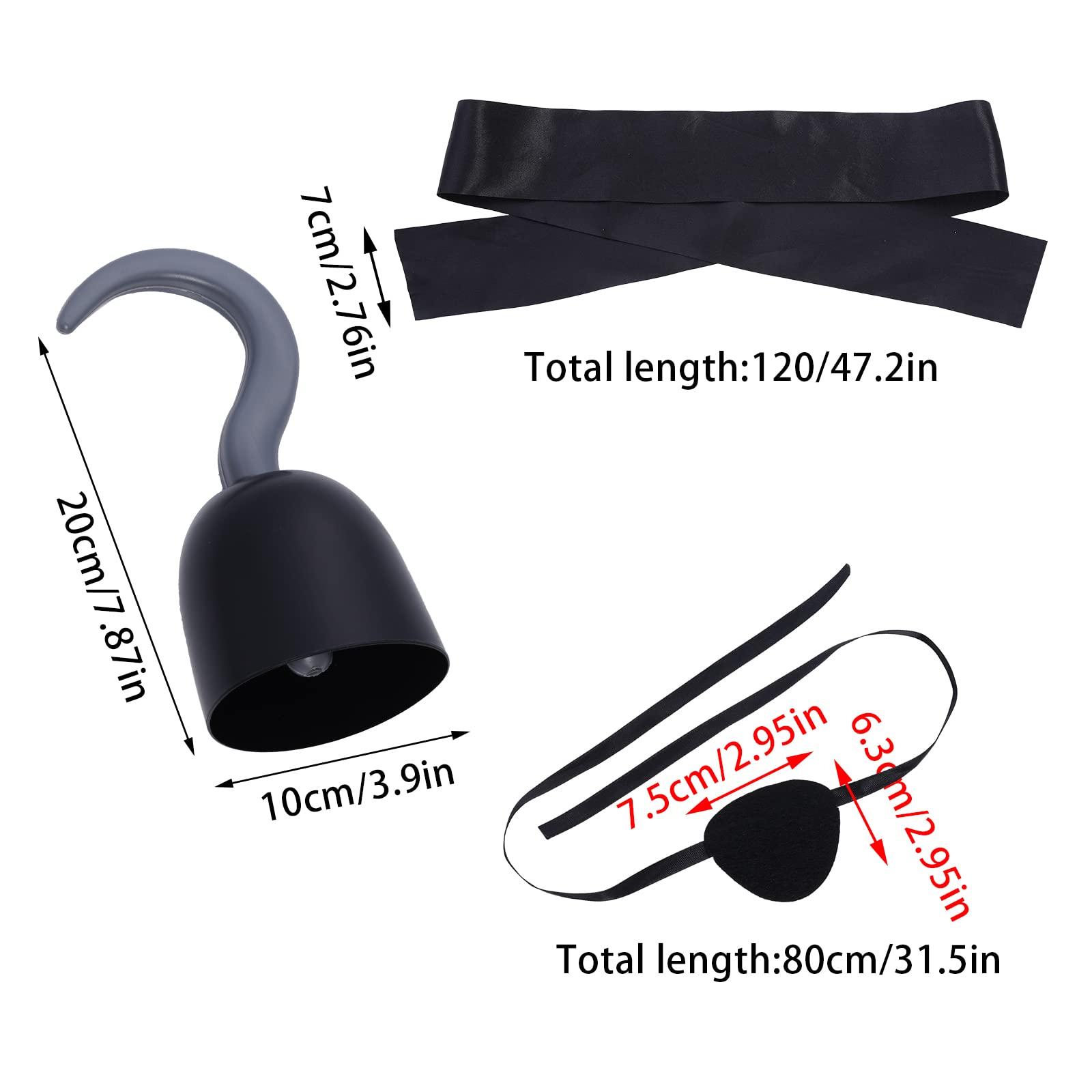 Dxhycc Dxhycc 5 Pieces Pirate Costume Accessories Pirate Skull Headband Pirate Eye Patch Sash Captain Hook Skirt for Halloween, Dress Up Parties