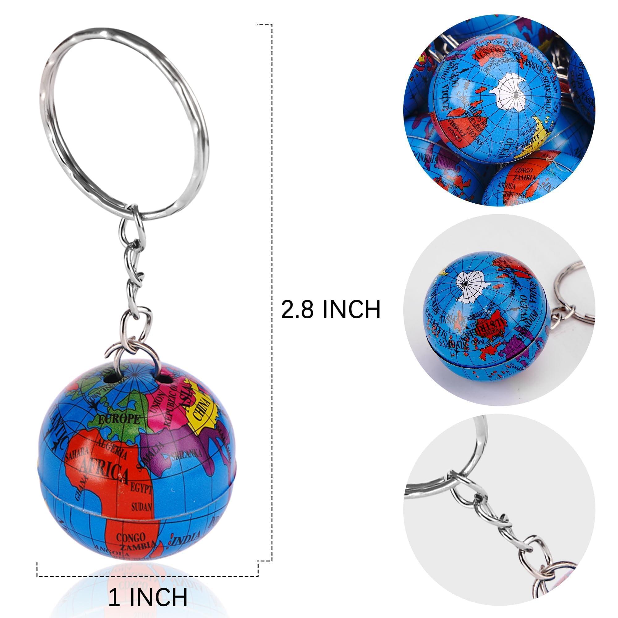 PROLOSO PROLOSO 48 Pcs Globe Keychains Bulk for Kids World Planet Earth Theme Keyrings Toy 1 Inch