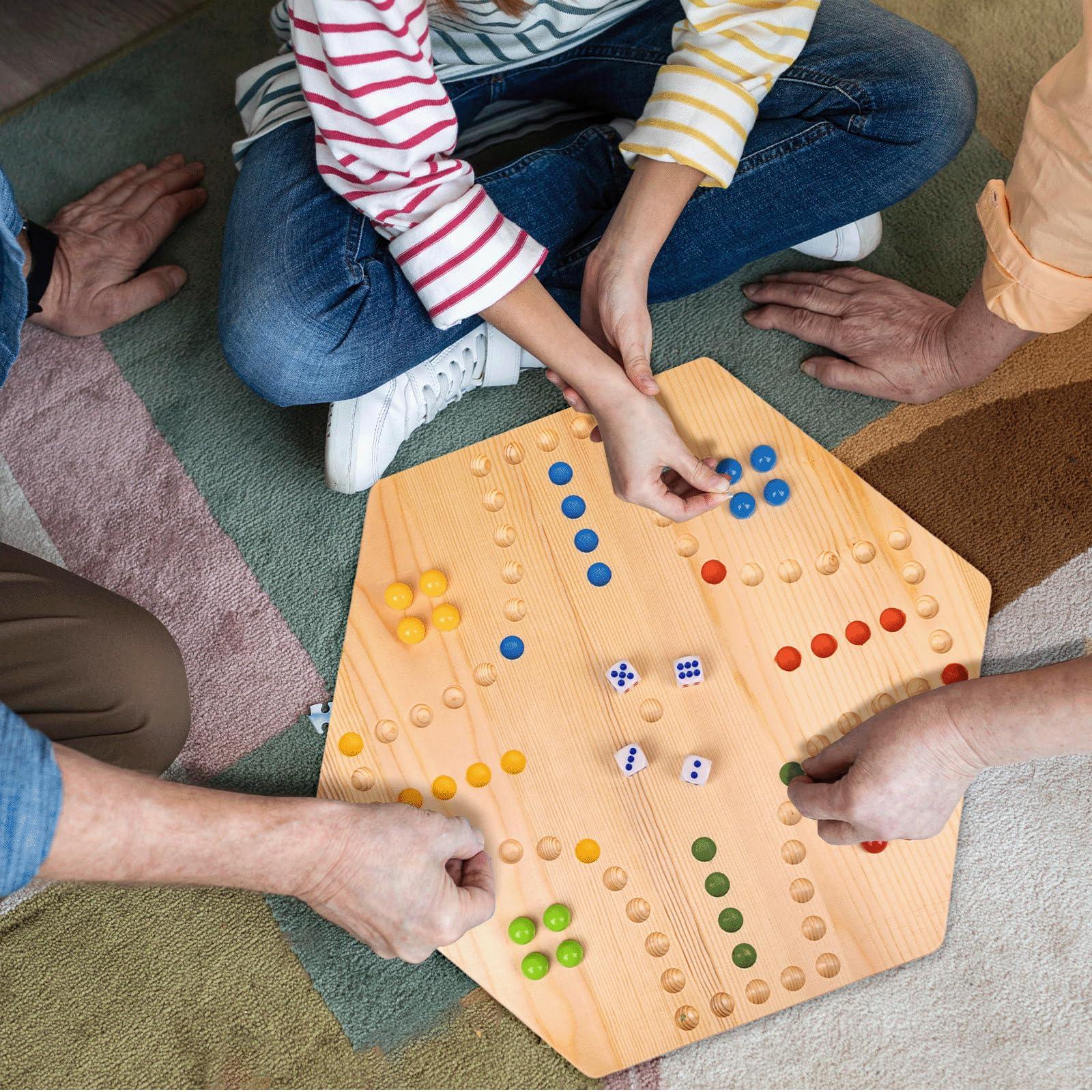 WodGod Marble Board Game,Aggravation Board Game,Set:1 Board+30 Marbles+7 Dice+1 Storage Bag+1 Shoulder Bag,6 Colors,Fast Track Wahoo Board Game,2 in 1 Board for 4-6 Players,Portable,Perfect for Family Party