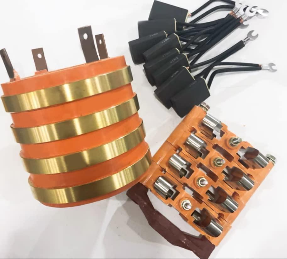 ALLZZY 4 Ways,Generator Collector Ring,Bus Rings,Motor Collecting Ring, 4 Conductive Copper Slip Ring + Carbon Brush (Inner Diameter 35mm)