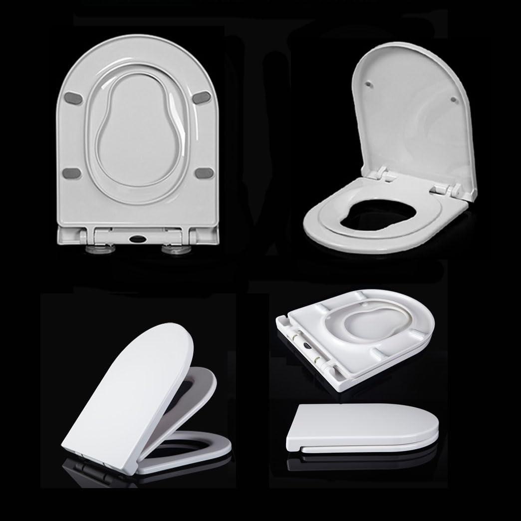 Wttfc Wttfc D Shaped Toilet Seat with Built in Potty Training Seat 2 in 1 Family Adult And Child Kids, Soft Close Toilet Seat with Toddler Seat Built In, Top Installation, White,02Y