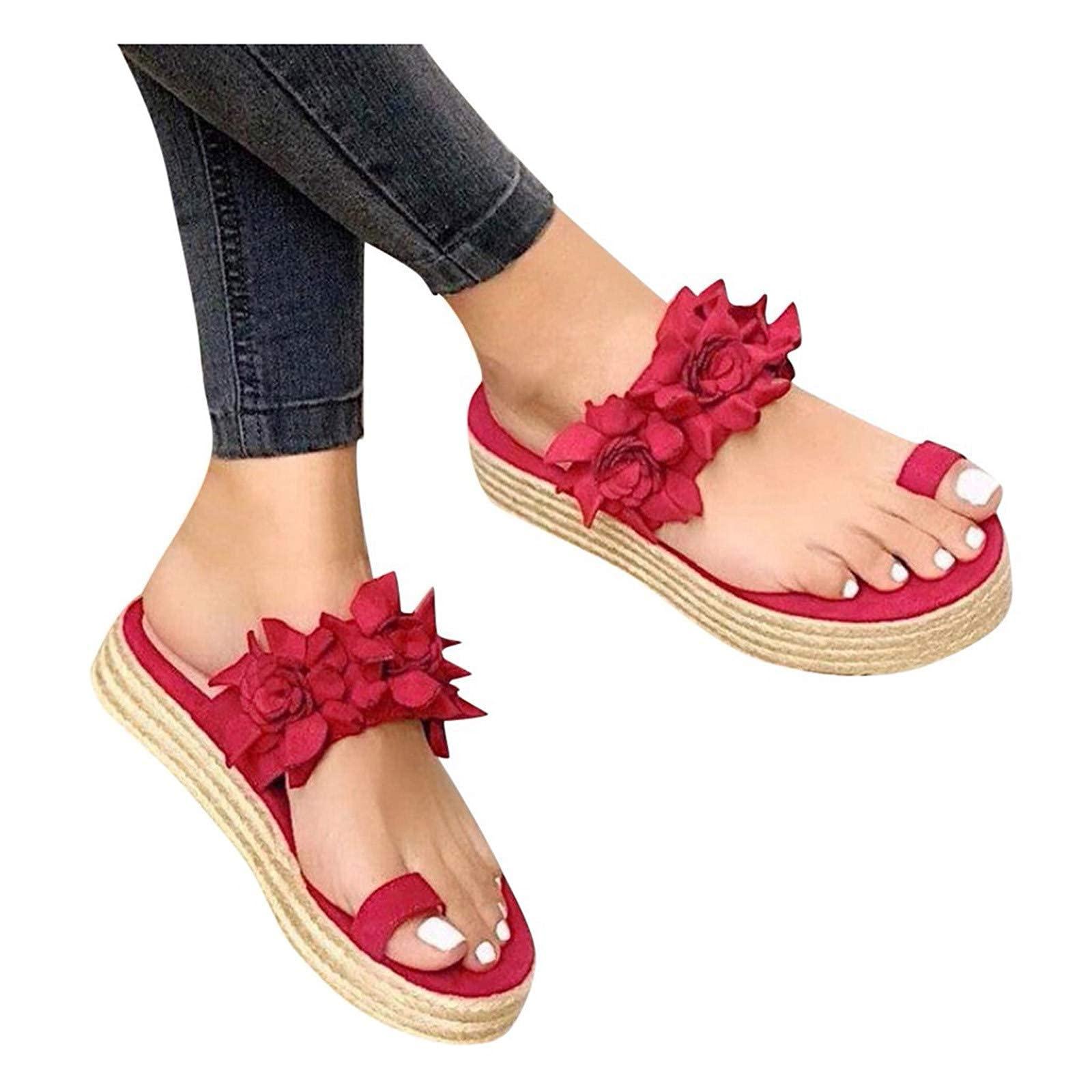 ZBYY ZBYY Womens Wedges Sandals Toe Ring Wedge Slipper Platforms Comfy Walking Shoes Comfortable Flip Flop Gladiator Sandals