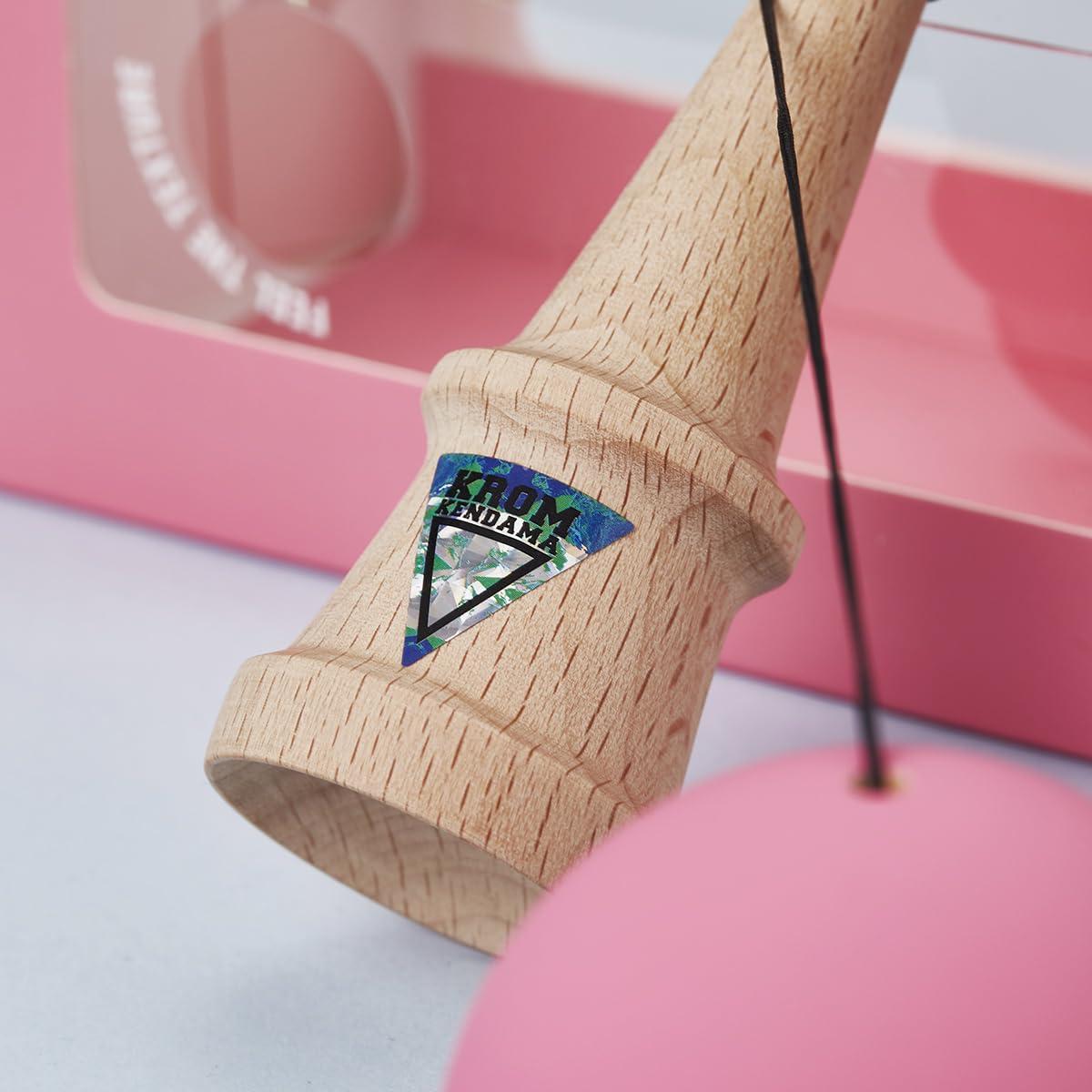KROM KROM - Kendama Toy POP Pink - High Wood Quality - Extra Strong - for Beginner and Pro - Gift Pack : Extra String + Stickers