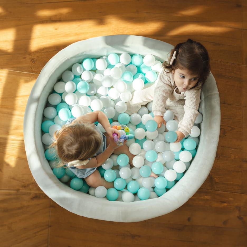 Nuby Velvet Ball Pit 200 Balls Included Soft Play Foam Ball Pits for Baby and Toddlers with 200 Colored Balls Ball Pit Playpen Indoor Play Gym Outdoor Play Ball Pit