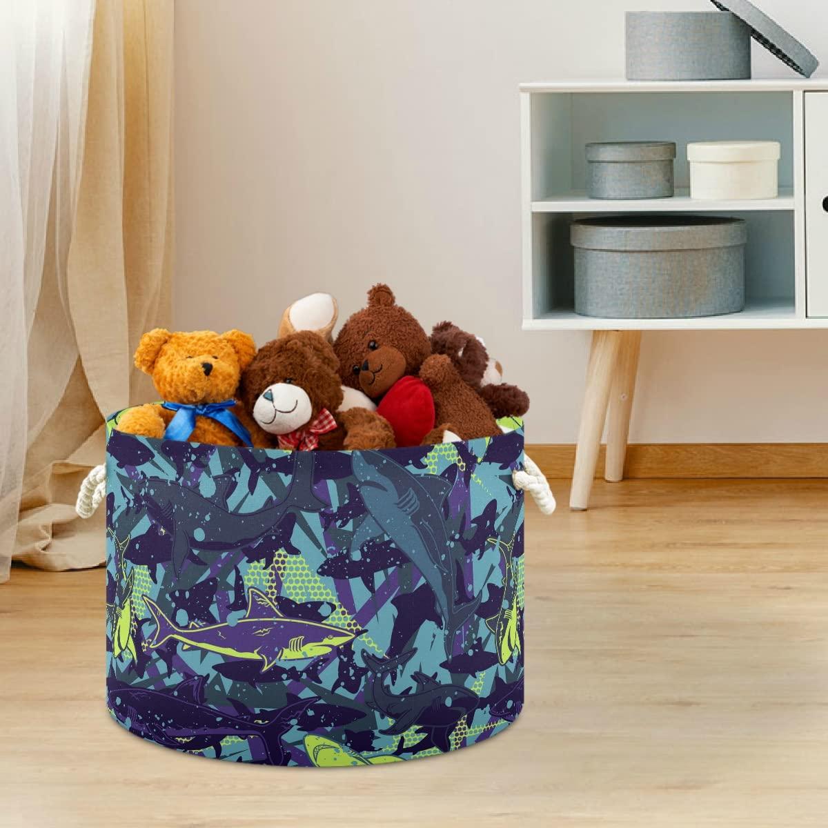 DOMIKING Sharks Kids Toy Storage Basket Storage Bin Box Organizer Basket for Laundry Hamper, Kid's Room, Baby & Dog Toy