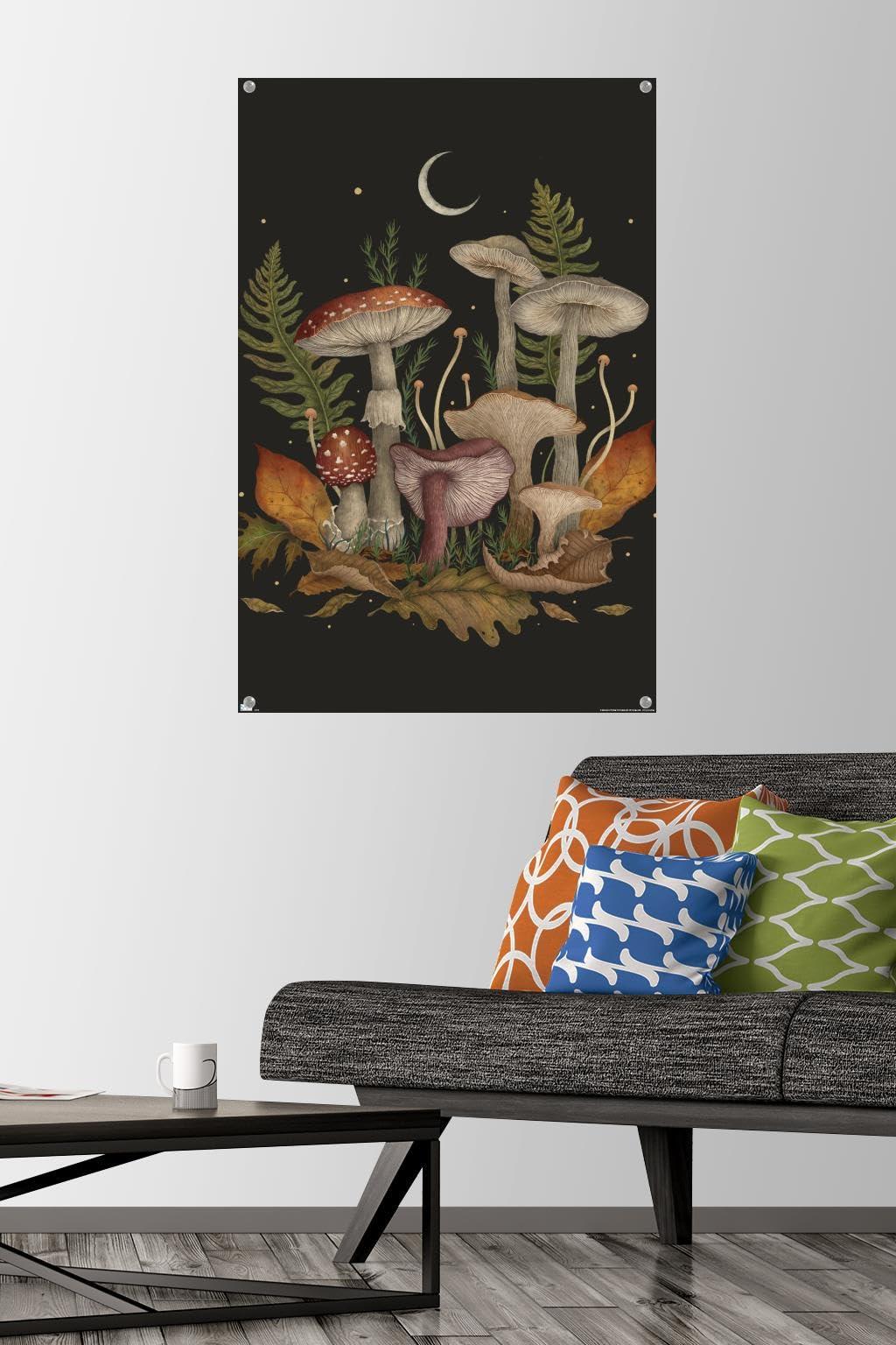 Trends International Trends International Episodic Drawing - Autumn Mushrooms Wall Poster, 22.37\" x 34.00\", Premium Poster & Push Pin Bundle