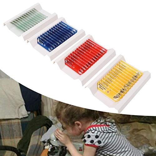 Oreilet Biological Prepared Slide, 4 Colors Professional 48pcs Specimens Slide, Microscope Slide, Gift for Kids School Including Animals, Insects Uniform