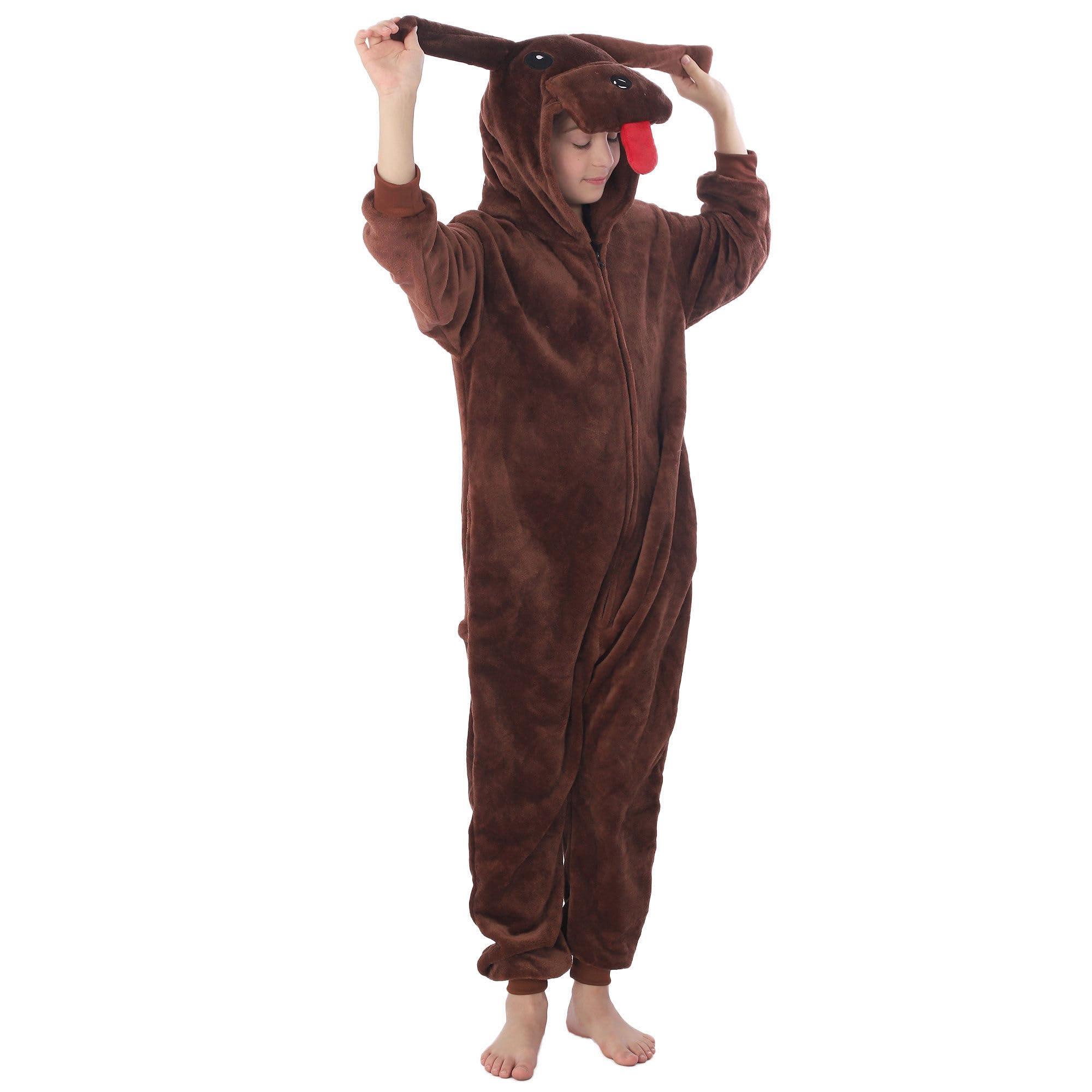 WAFUNNE WAFUNNE Animal Onesie Costume for Kids Child Boys Girls Womens Mens Cosplay Halloween Costumes Easter Onesies Tedy Dog 140