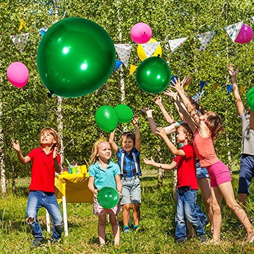 Sumind 100 Pieces Latex Balloons Different Sizes 18/12/10/5 Inch Party Balloon Kit for Valentines Birthday Baby Shower Wedding Bride Graduation Party Decoration (Dark Green)