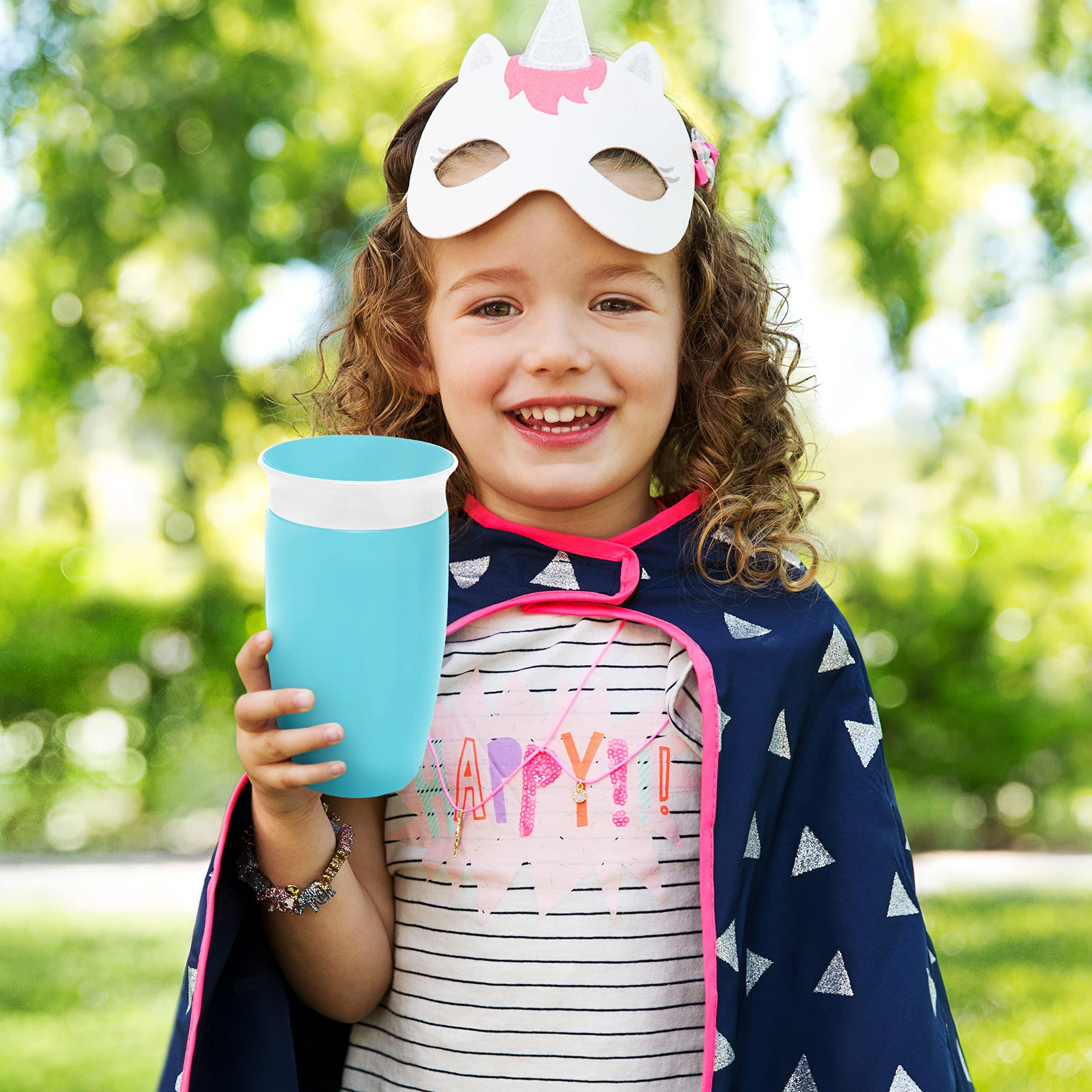 Munchkin Munchkin Miracle 360 Toddler Sippy Cup, Spill Proof, 10 Ounce, 2 Pack, Green/Blue & Miracle 360 Trainer Sippy Cup with Handles, Spill Proof, 7 Ounce, 2 Pack, Pink/Purple