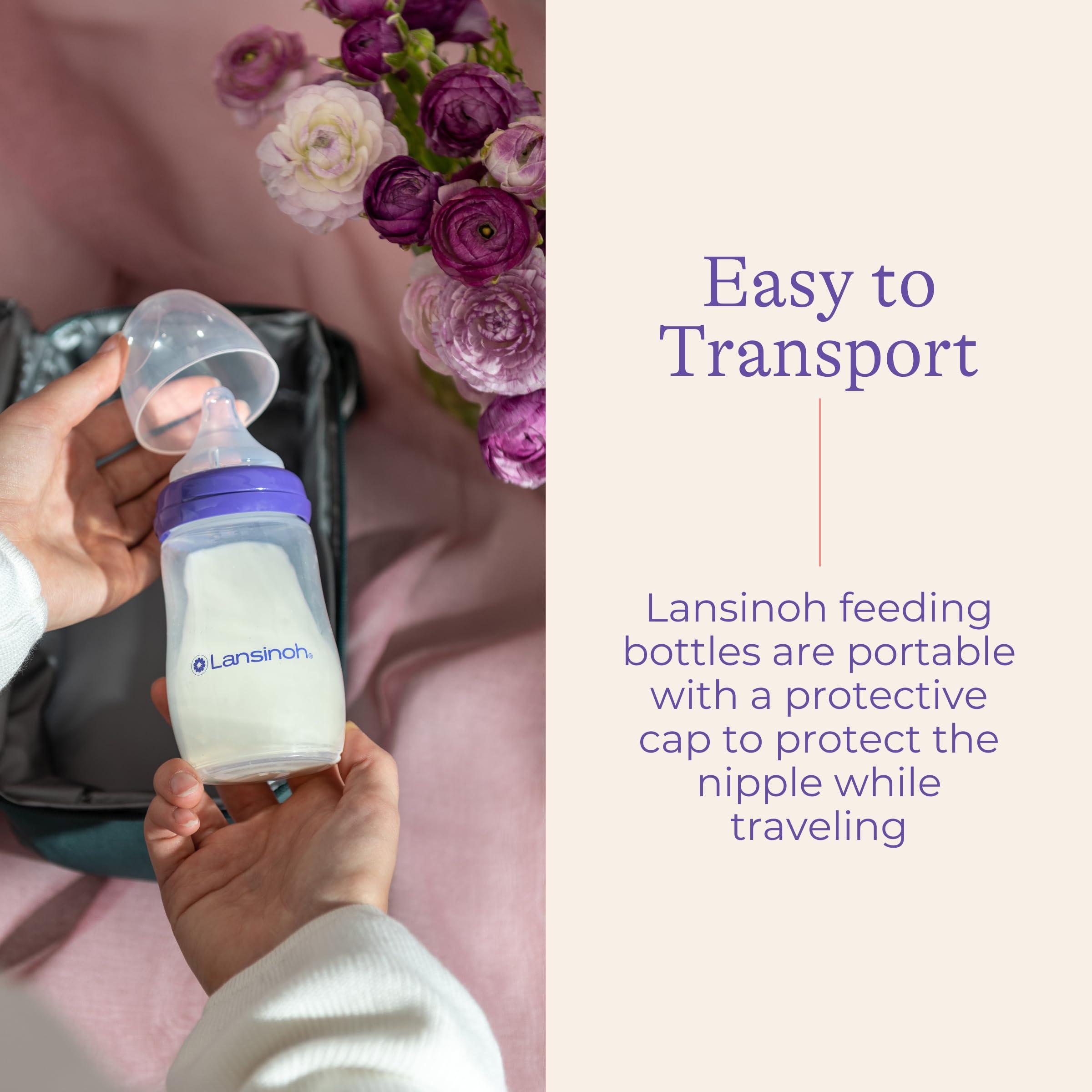 Lansinoh Lansinoh Anti-Colic Baby Bottles for Breastfeeding Babies, 8 Ounces, 6 Count, Includes 6 Medium Flow Nipples, Size M