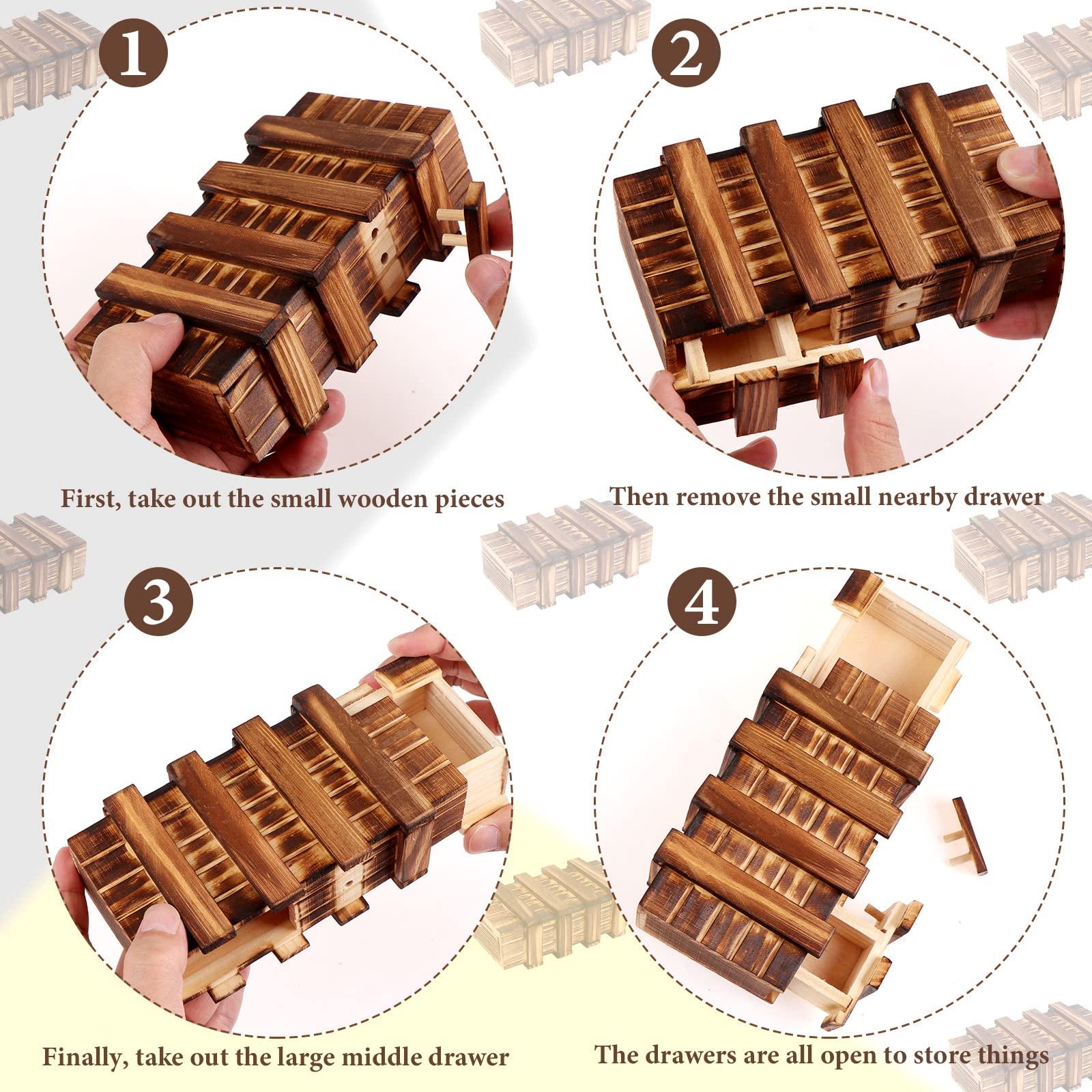 Oppaxf Puzzle Box 3 Pack Wooden Secret Puzzle Box with Hidden Compartment 3D Brain Teaser Magic Drawers Secret Magic Box Wooden Box Puzzle Case Difficult Puzzle Box Gift Card Puzzle Box for Adults and Kids