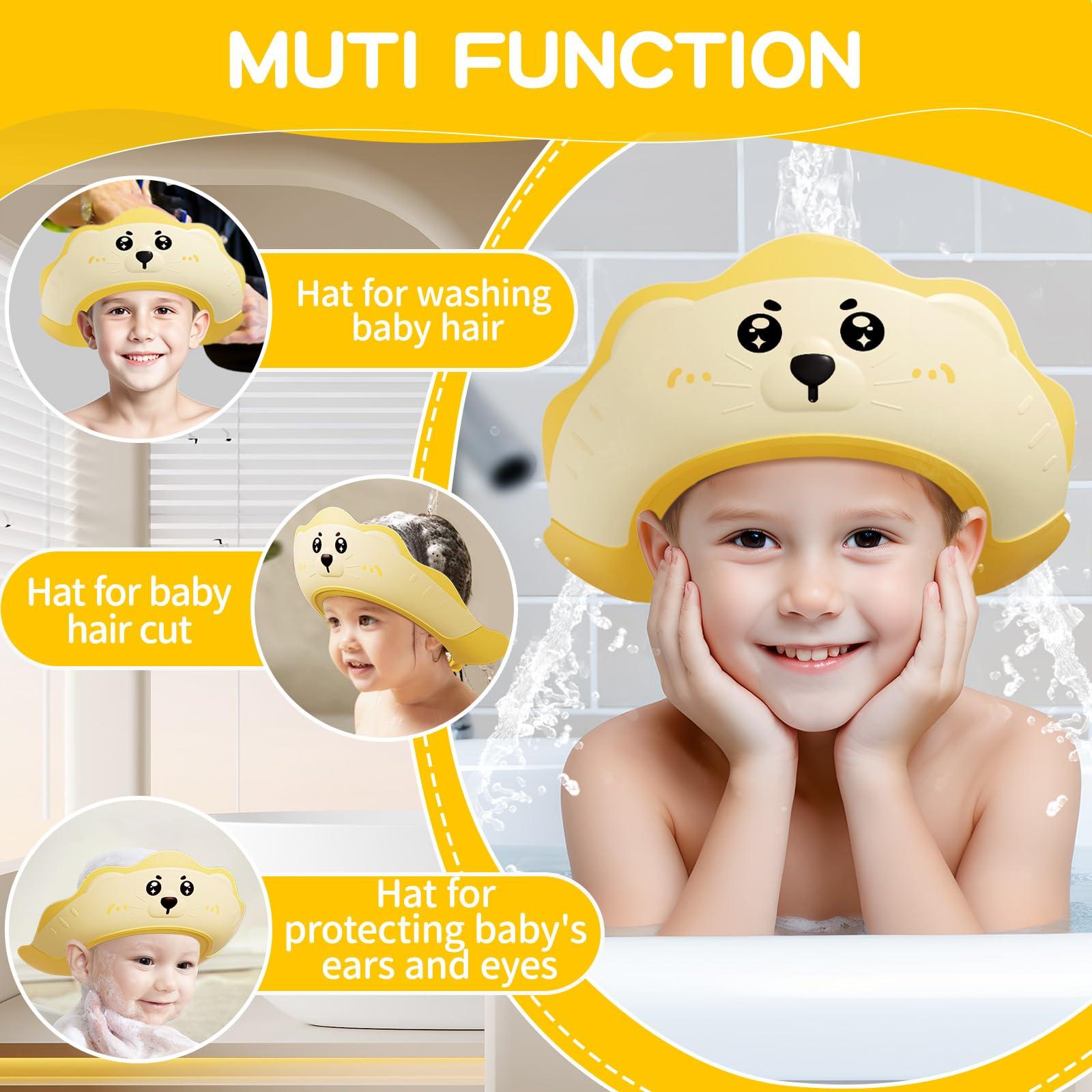 Lonlown Baby Shower Cap for Kids,Adjustable Bath Visor for Toddler Shower Cap for 1-10 Years Old Kids,Soft Baby Bath Visor Protector Eye Ear,Washing Hair Fun