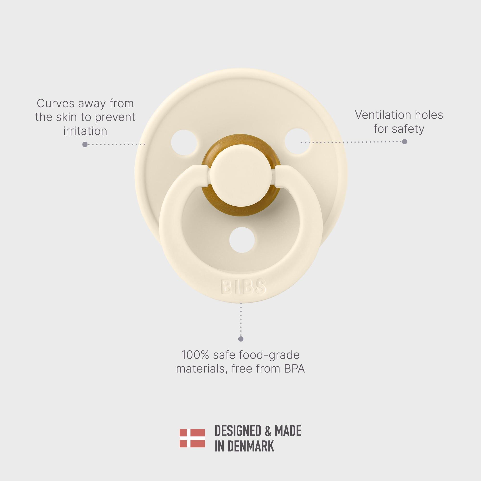 Bibs BIBS Liberty Pacifier | 2 Colour Natural Rubber Latex Soothers | BPA Free Dummy Pacifier | Round Nipple | Designed & Made in Denmark | Eloise Dusty Blue