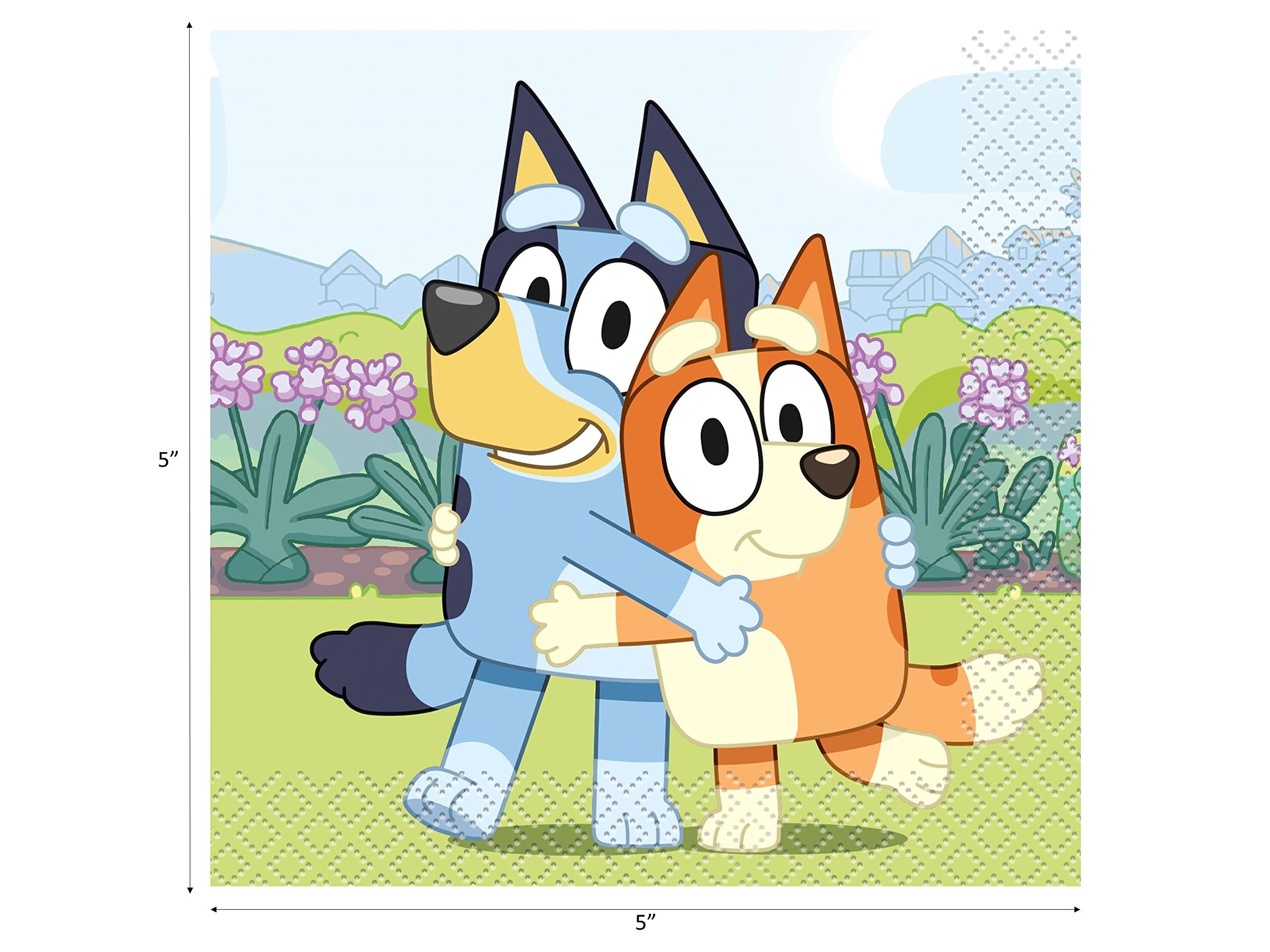 Unique Bluey Birthday Party Supplies | Bluey Decorations | Bluey Plates | Bluey Napkins | Bluey Tableware - Serves 16