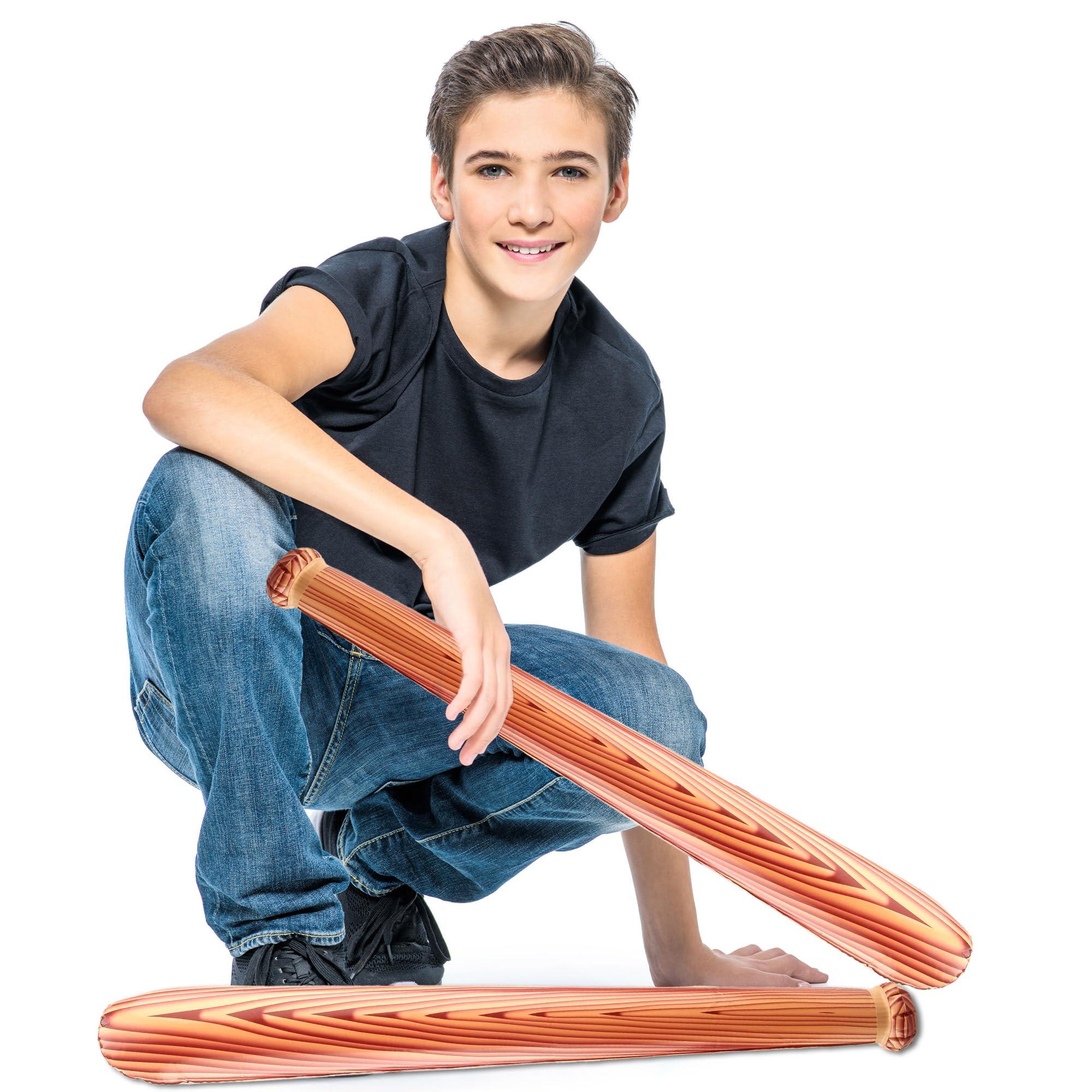 Sonarun Sonarun 40 Pack 31.5 Inch Inflatable Baseball Bat Blow up Wood Grain Baseball Bat Inflates for Carnival Birthday Pool Summer Beach Baseball Party Favors