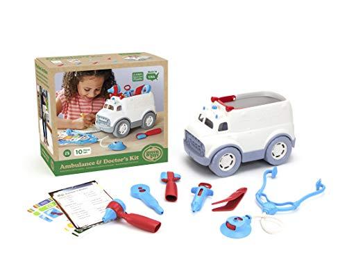 Green Toys Green Toys Ambulance & Doctor's Kit, Red/Blue - 10 Piece Pretend Play, Motor Skills, Language & Communication Kids Role Play Toy. No BPA, phthalates,PVC, Dishwasher Safe,Recycled Plastic, Made in USA