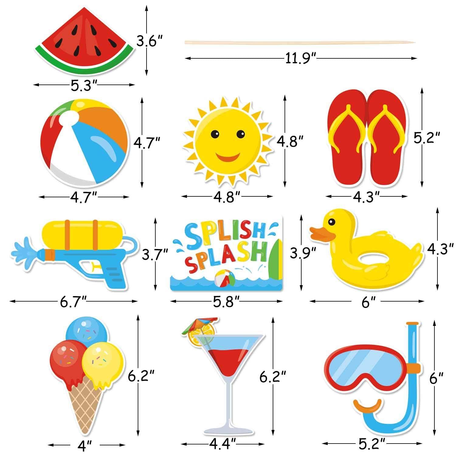 Bessmoso Bessmoso 24Pack Beach Ball Birthday Party Centerpiece Sticks Table Toppers, Splish Splash Party Decorations, Summer Beach Ball Party Favor Pool Party Supplies