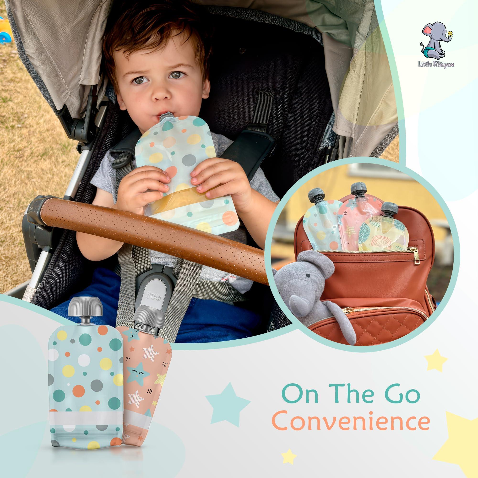 Little Whispers LittleWhispers Reusable Baby Food Pouches - Refillable with Applesauce, Yogurt, Fruit Puree, Smoothie - 10 Pack - Toddler & Kids Squeeze Pouch