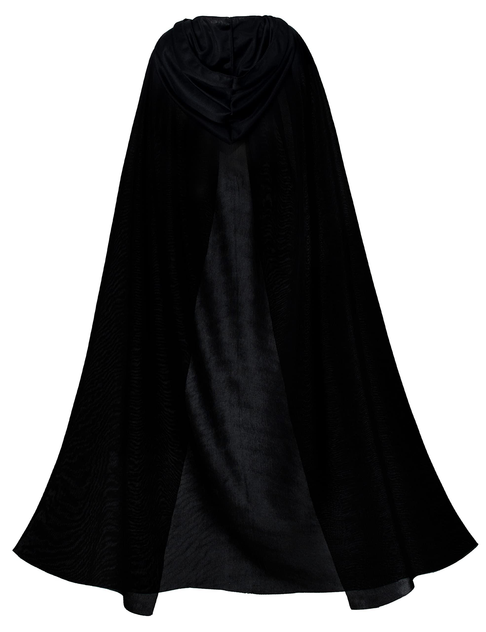 Joy Join Kids Full Length Hooded Velvet Cloak Halloween Cape Costumes with Orange LED Light up Scary Mask (35\"/90cm)