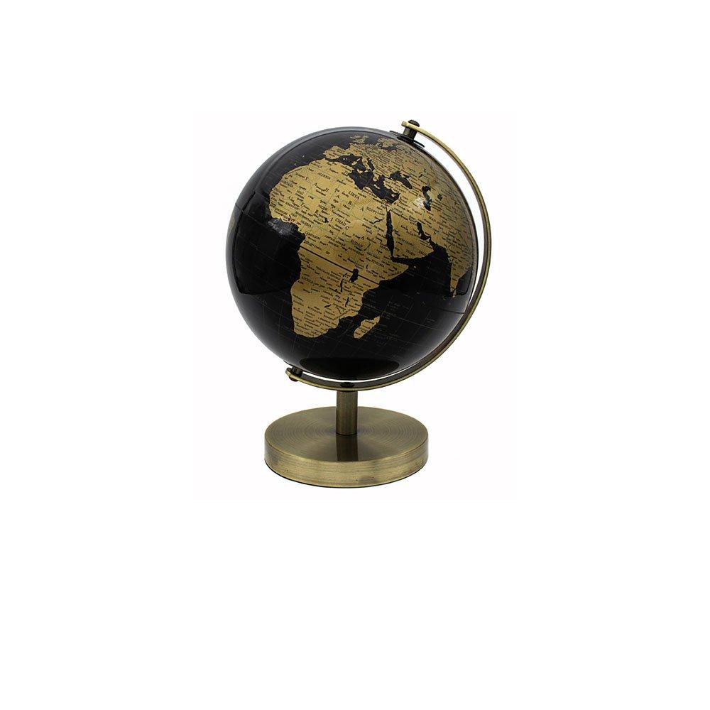 Lesser & Pavey Lesser & Pavey Vintage Rotating Gold and Black World Globe with Metal Stand, h27cm
