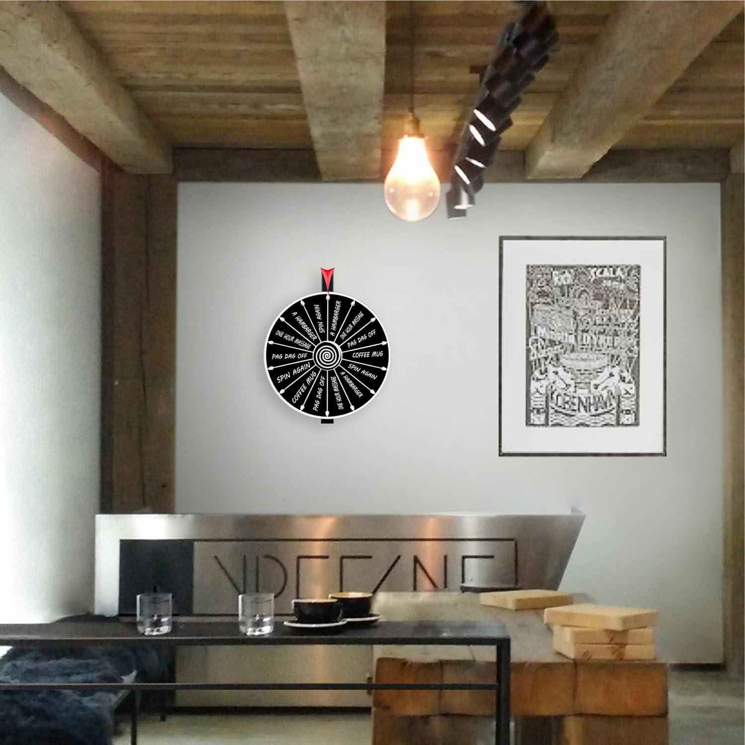 Pionites Pionites 12 Inch 14 Slots Prize Wheel Tabletop or Wall Mount Fortune Spin with Dry Erase Marker and Eraser for Engaging Home Parties, Trade Show, Carnival Events (12\'\' Black)